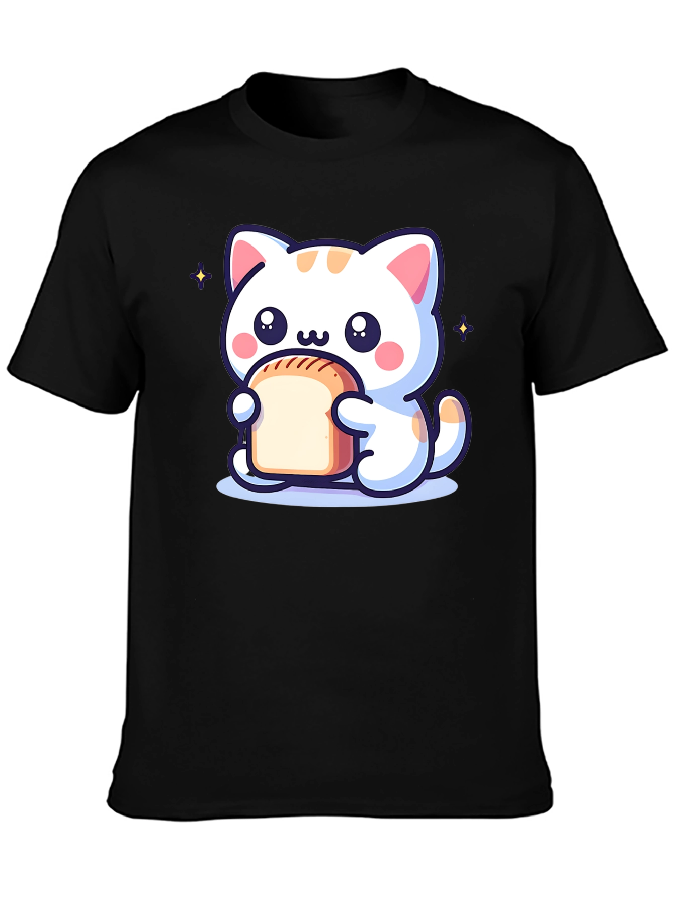 Cute Cartoon Cat Holding Bread T-Shirt