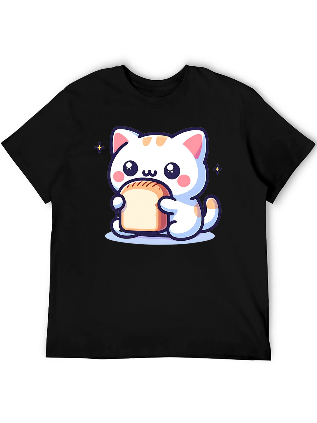 Cute Cartoon Cat Holding Bread T-Shirt