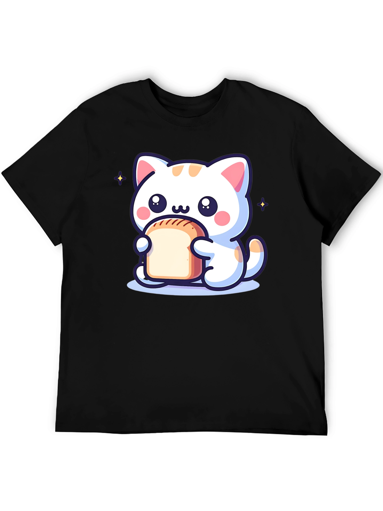 Cute Cartoon Cat Holding Bread T-Shirt