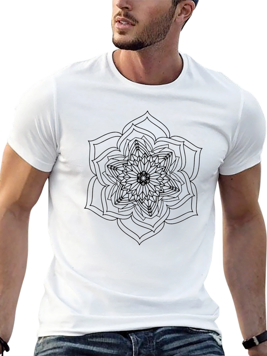 Black Mandala T-Shirt - Geometric Design