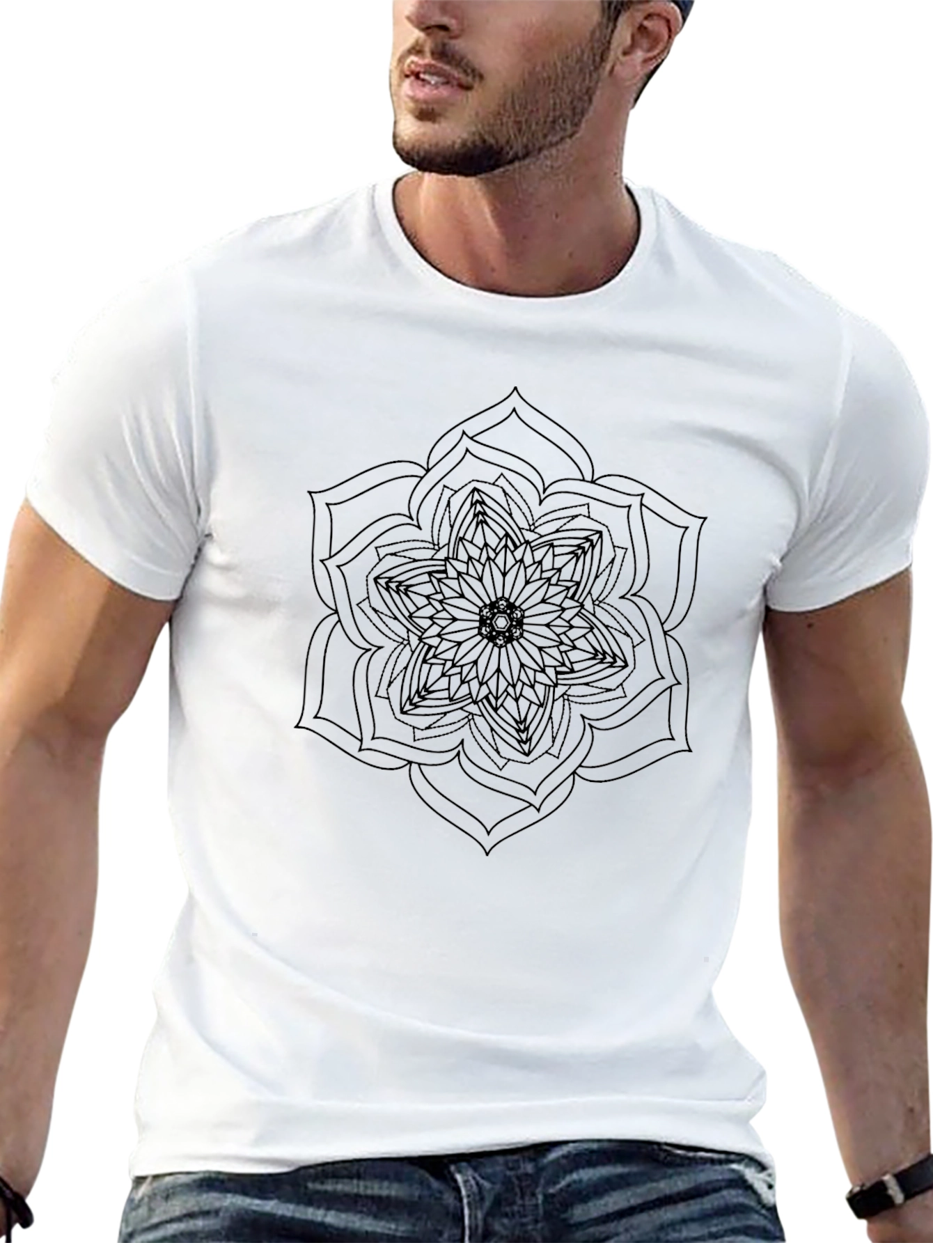 Black Mandala T-Shirt - Geometric Design