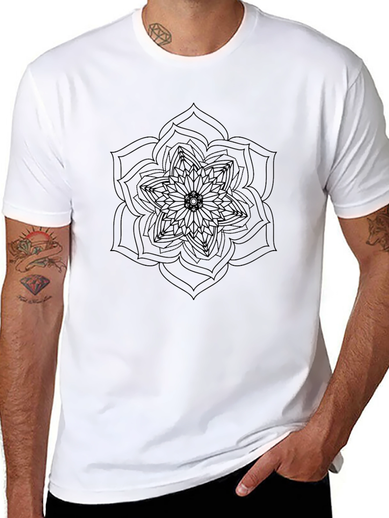 Black Mandala T-Shirt - Geometric Design