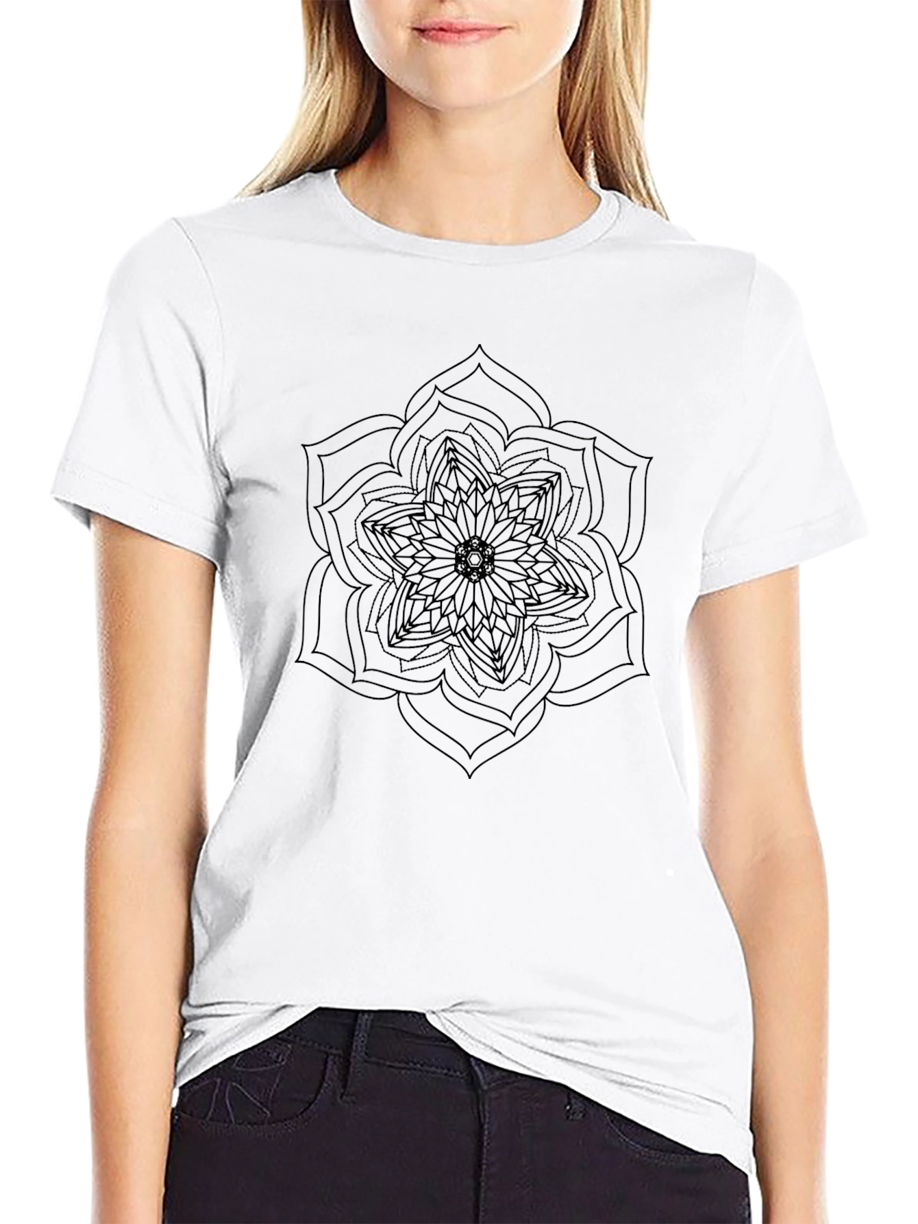 Black Mandala T-Shirt - Geometric Design