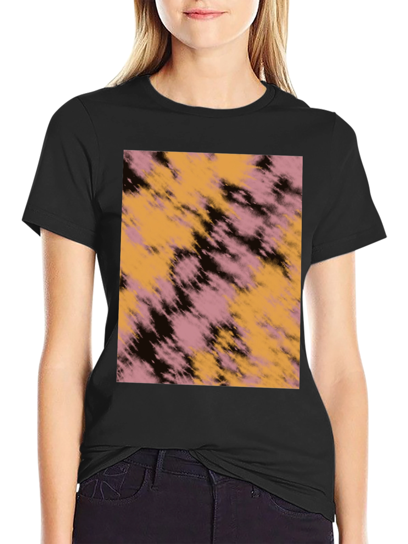 Abstract Graphic Print Black Casual T-Shirt