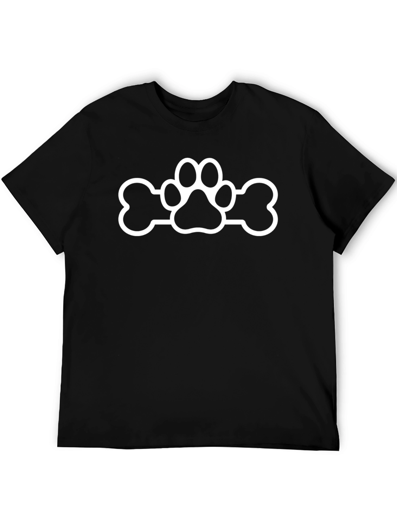 Dog Paw & Bone Graphic Tee - Black Cotton Comfort