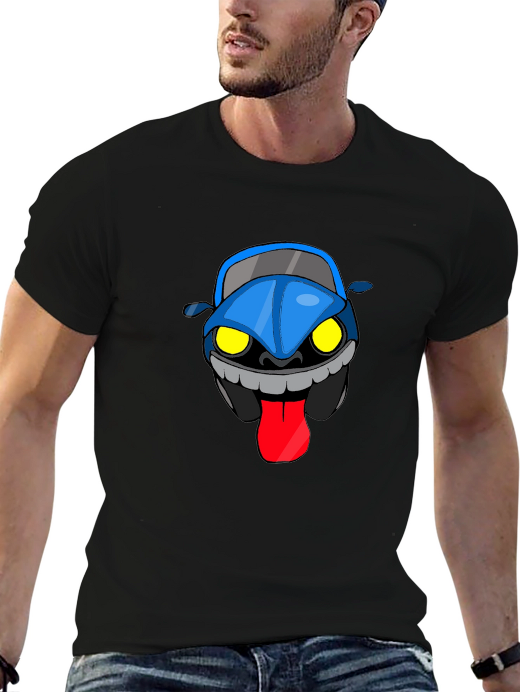 Cartoon Car Graphic Black T-Shirt