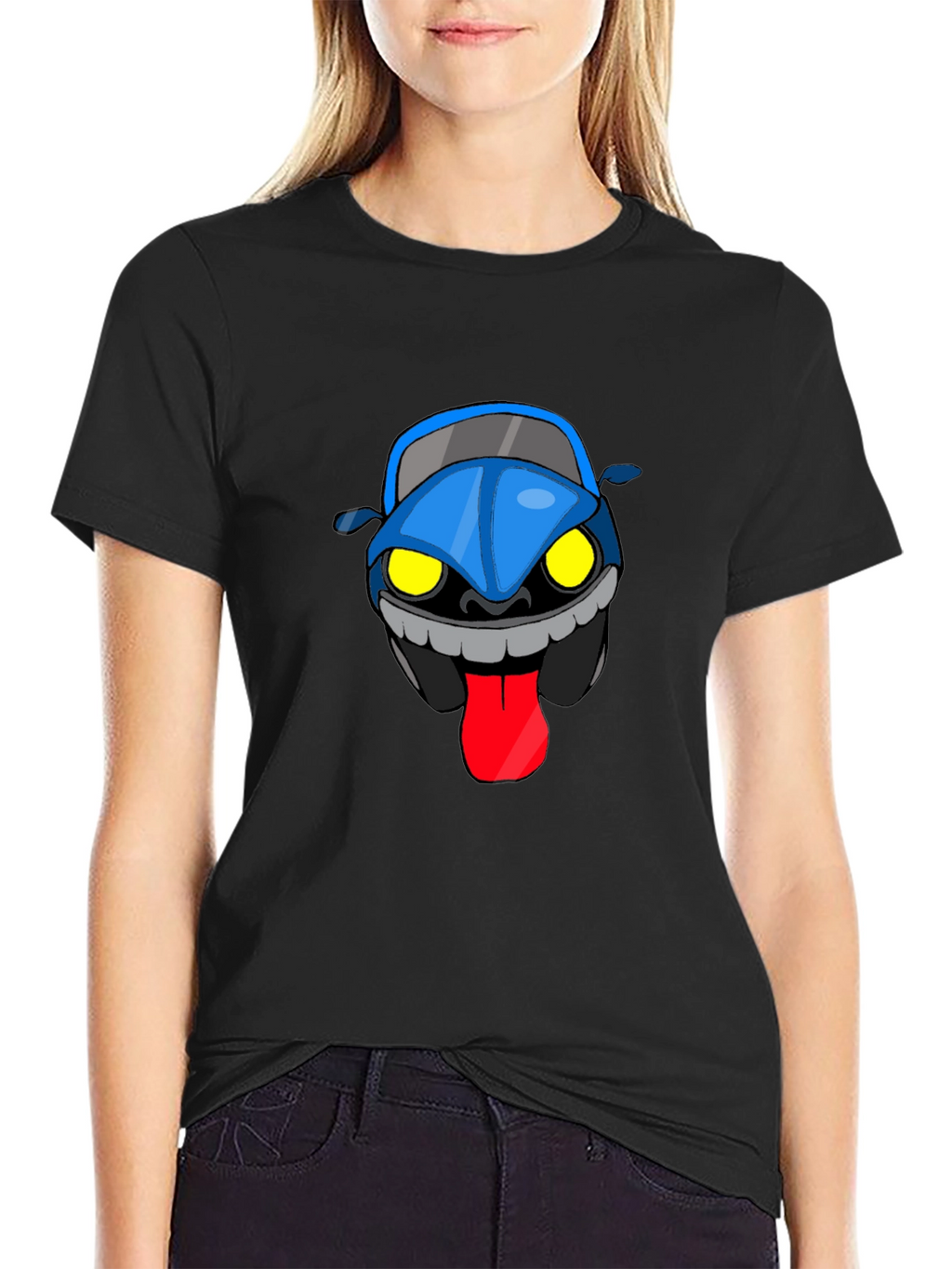 Cartoon Car Graphic Black T-Shirt