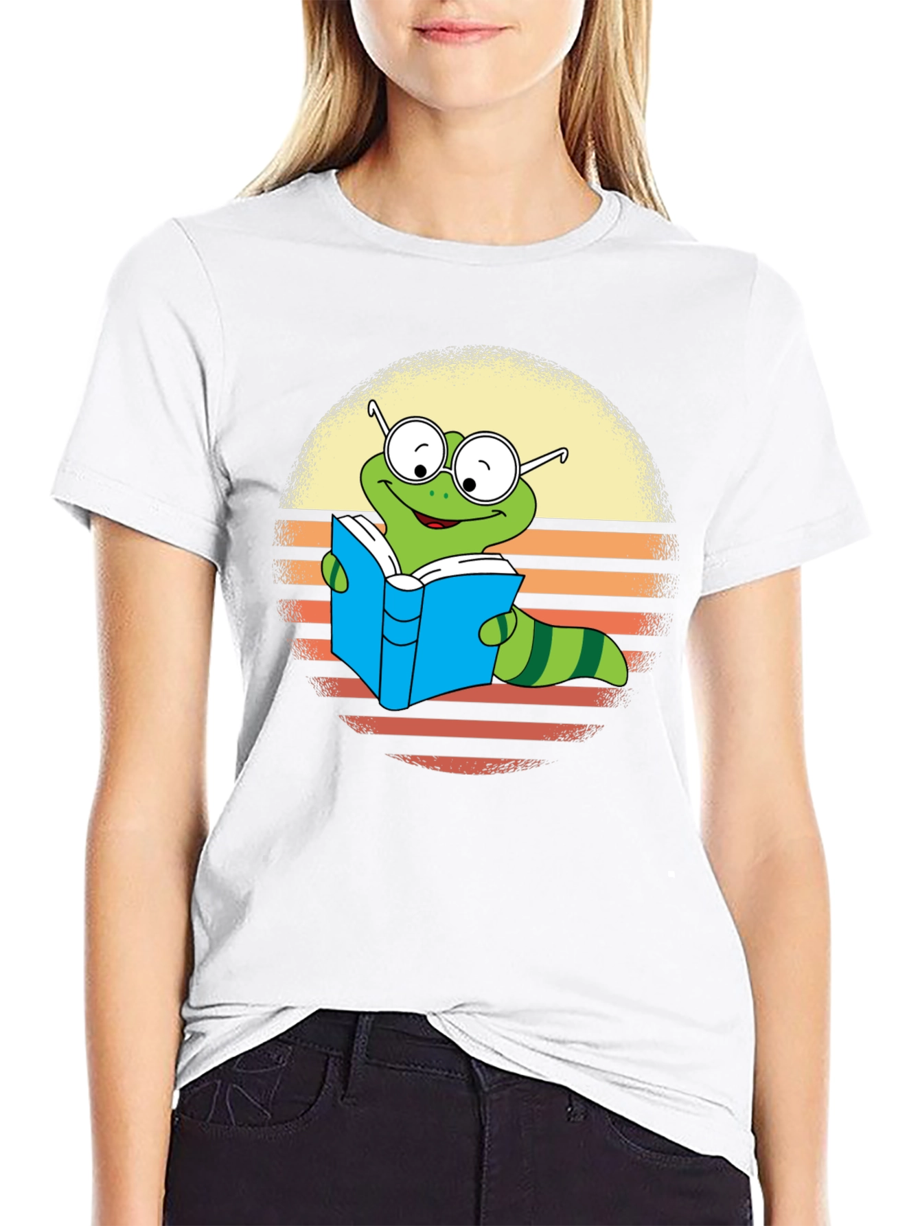 Bookworm Worm T-Shirt - Retro Reading Caterpillar Tee