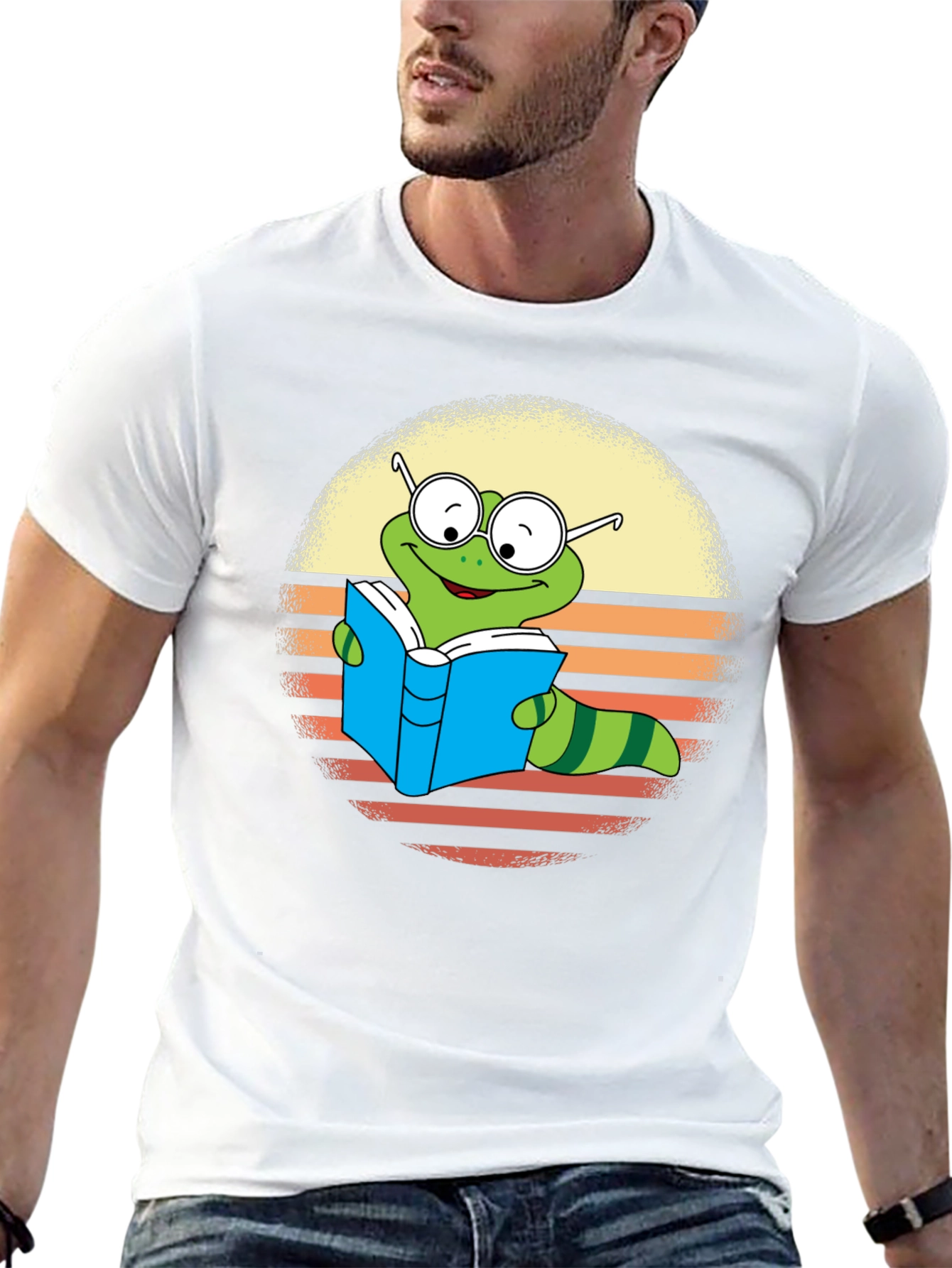 Bookworm Worm T-Shirt - Retro Reading Caterpillar Tee