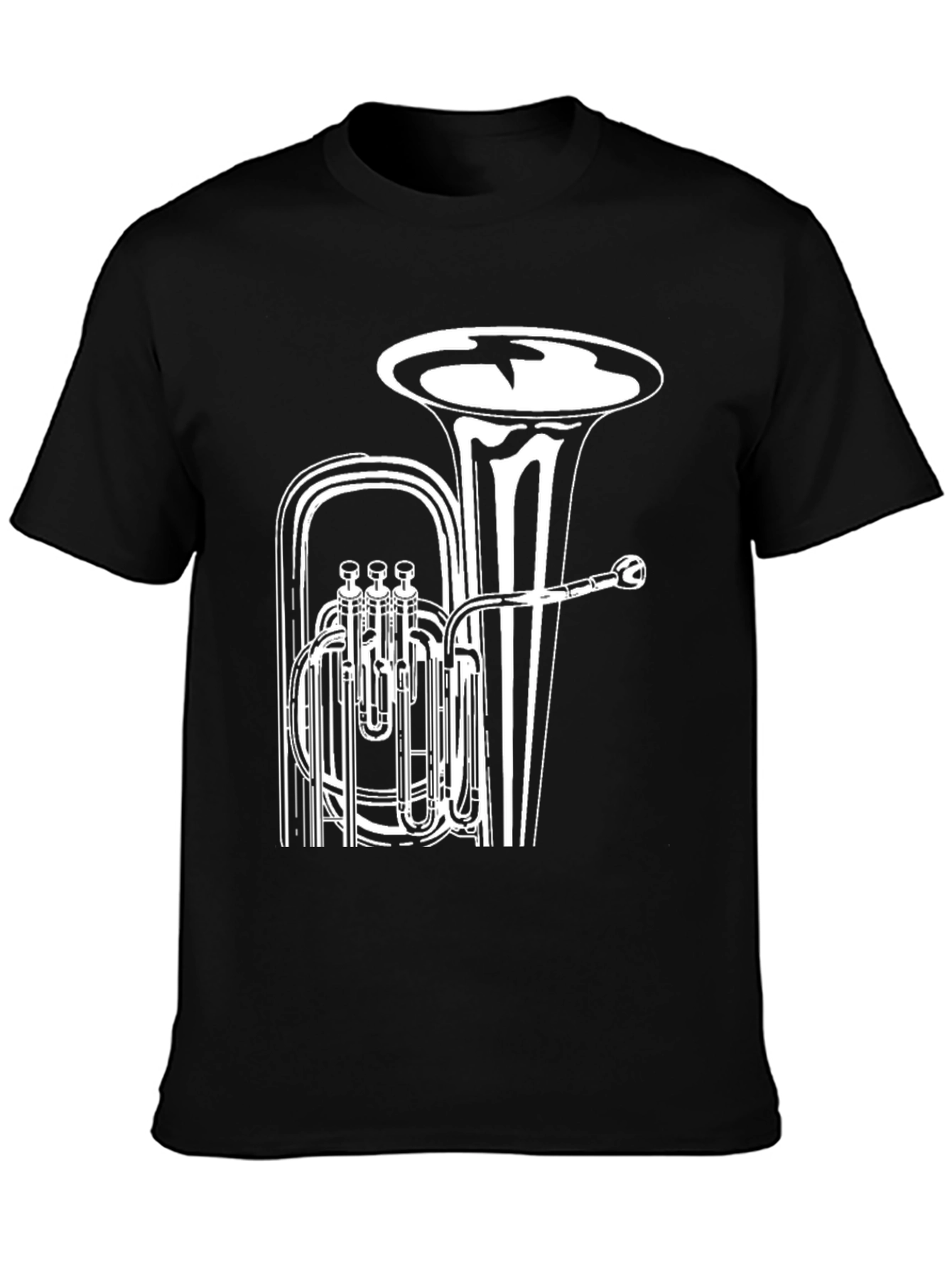Black T-Shirt with Tuba Design