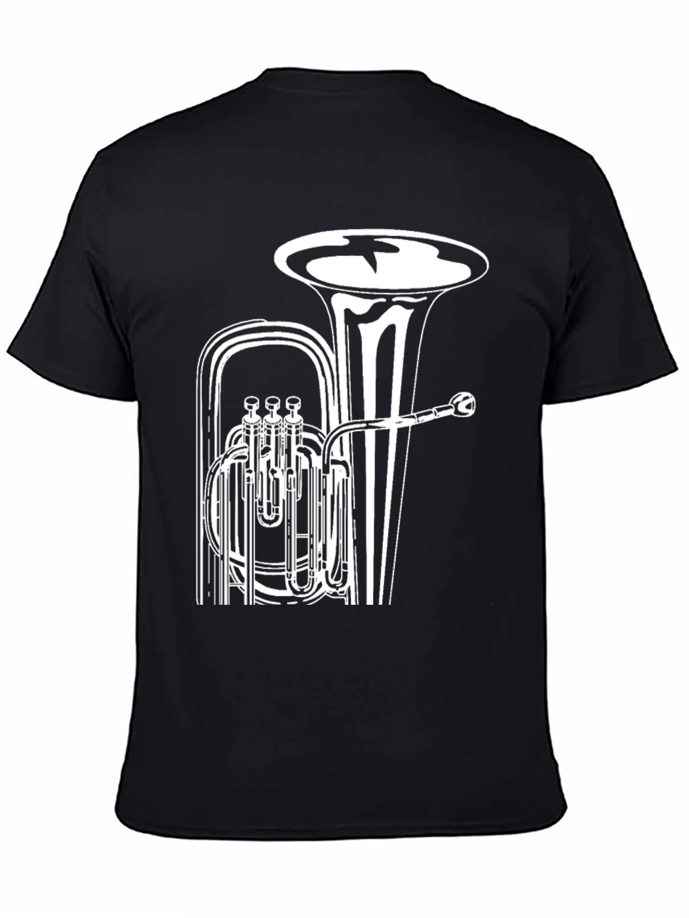 Black T-Shirt with Tuba Design