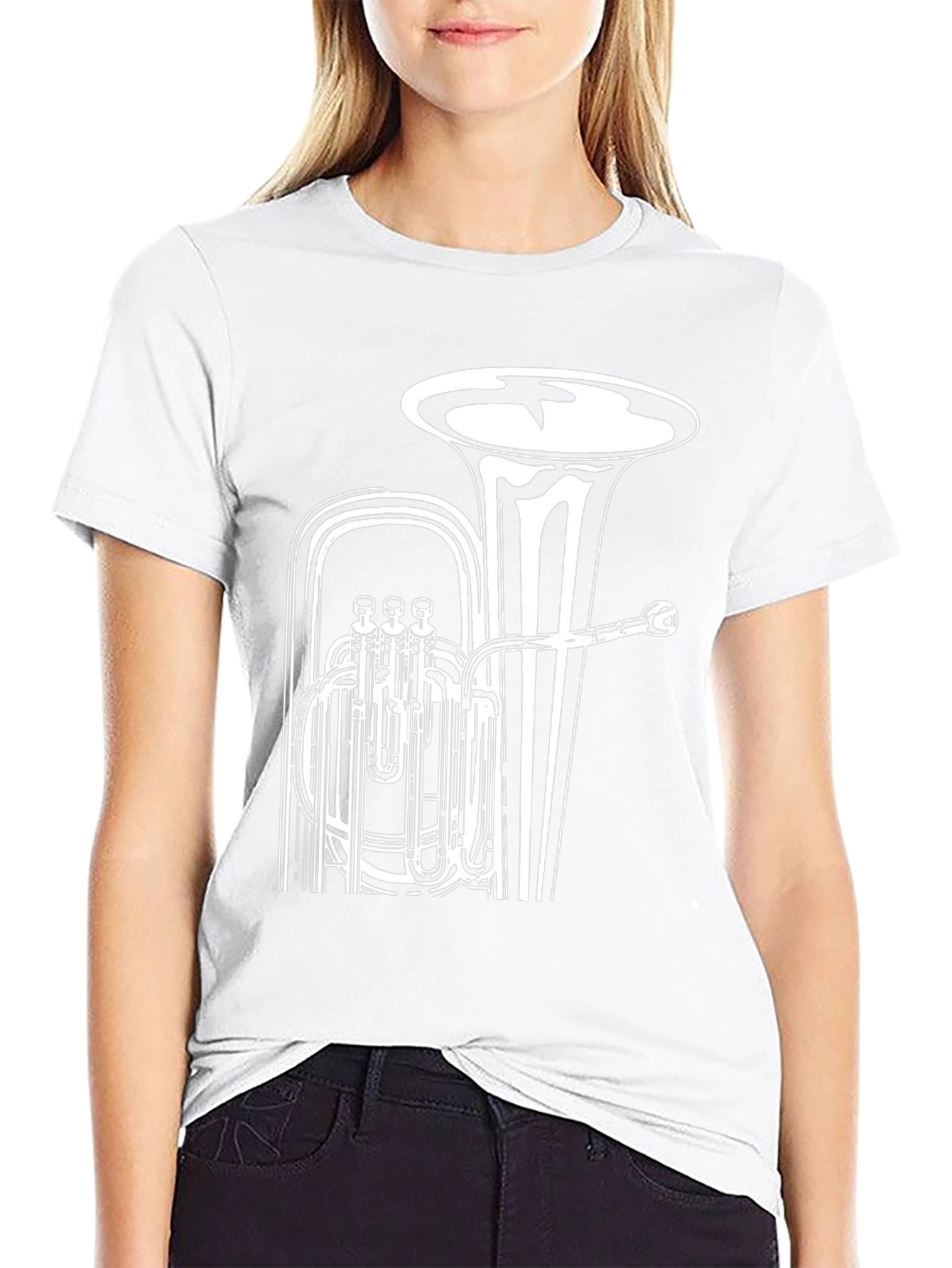 Black T-Shirt with Tuba Design