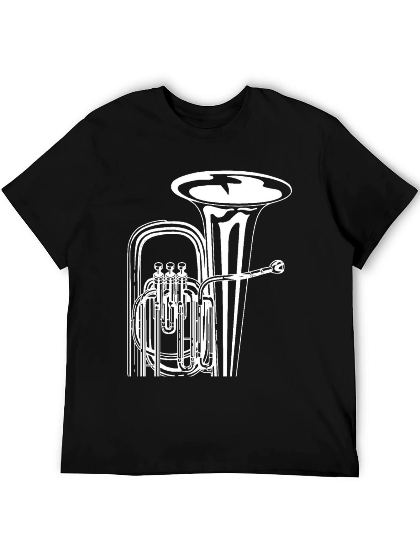 Black T-Shirt with Tuba Design