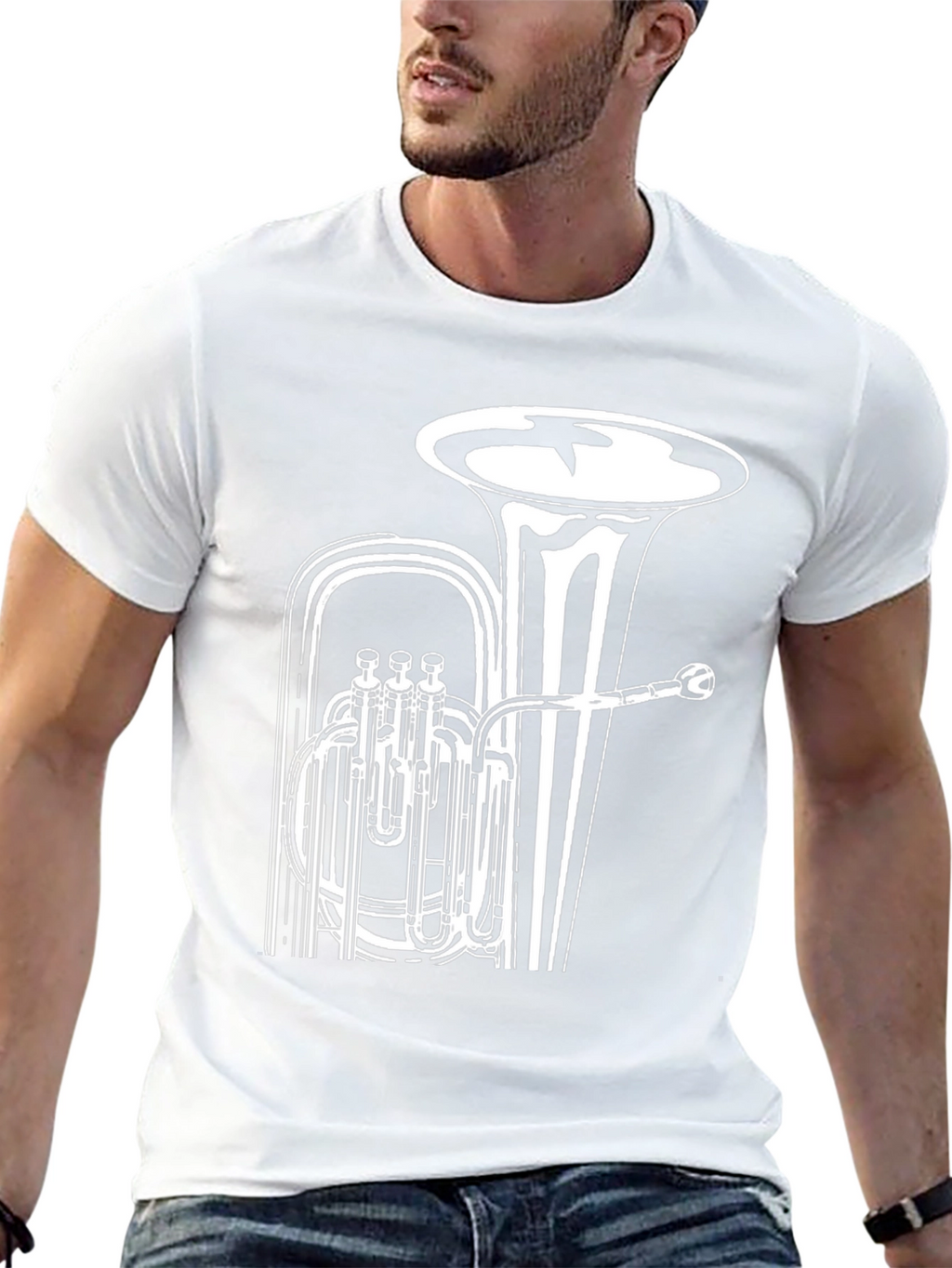 Black T-Shirt with Tuba Design