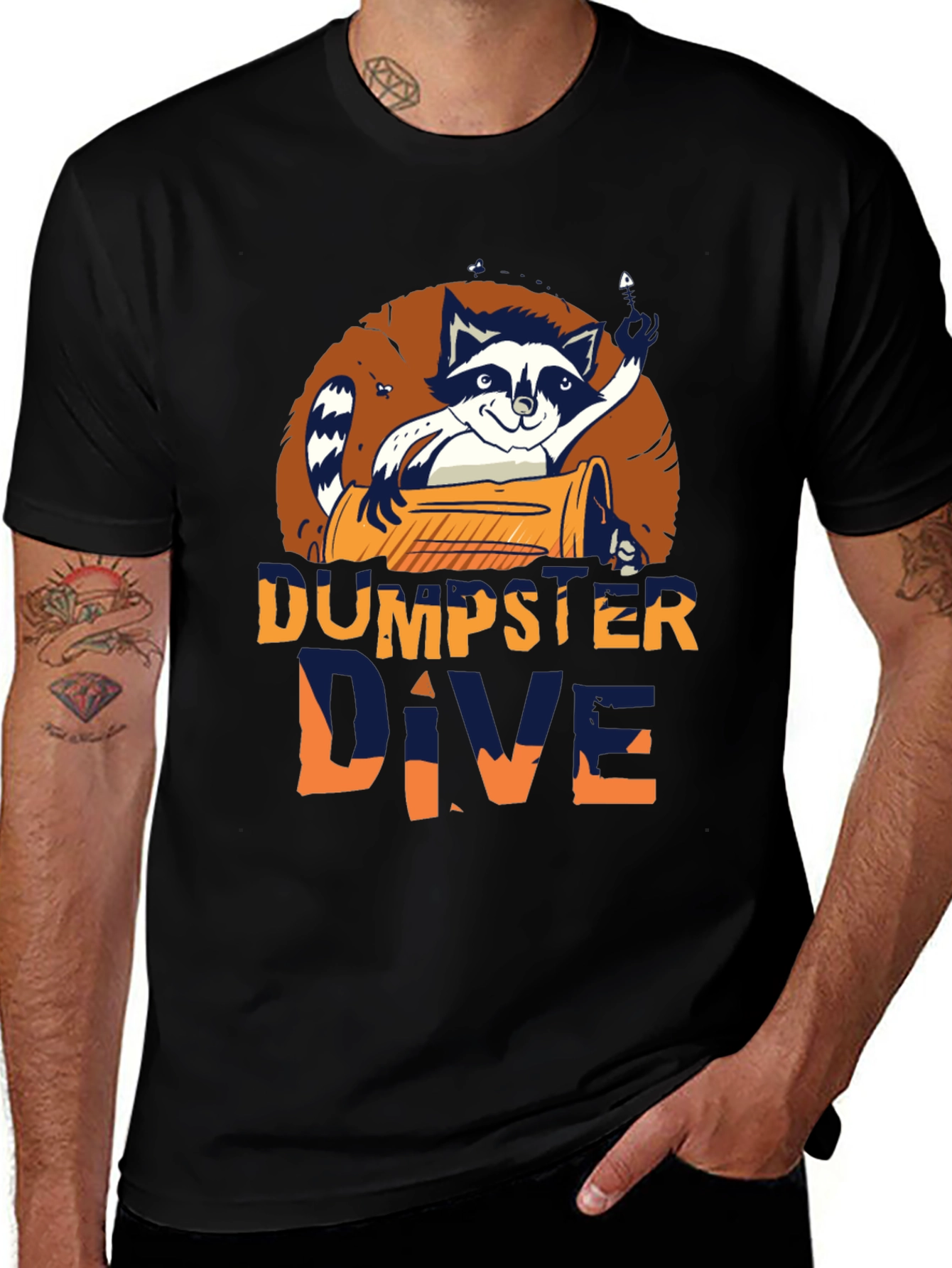 Dumpster Dive Raccoon Graphic T-Shirt - Mens Black Tee