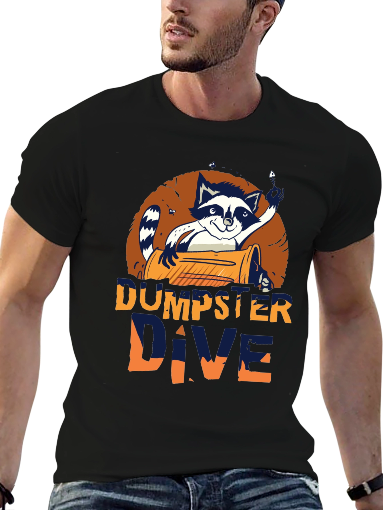 Dumpster Dive Raccoon Graphic T-Shirt - Mens Black Tee