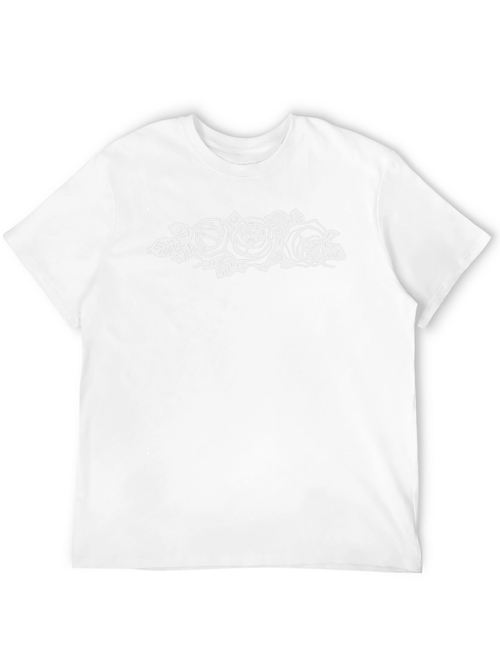 Black Graphic Tee with Rose Design