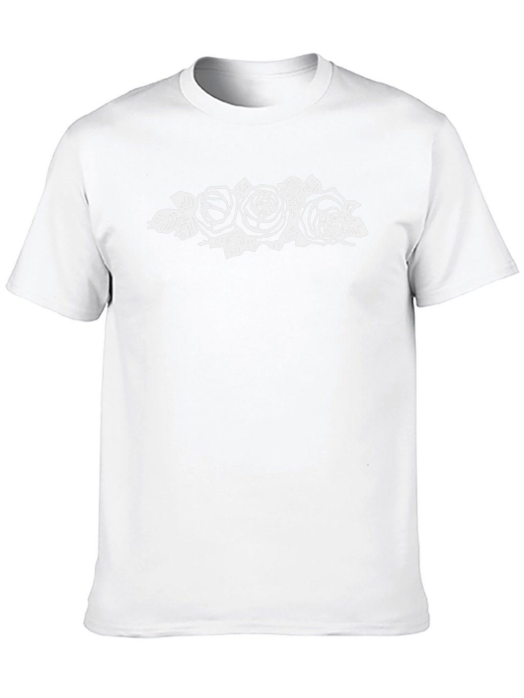 Black Graphic Tee with Rose Design