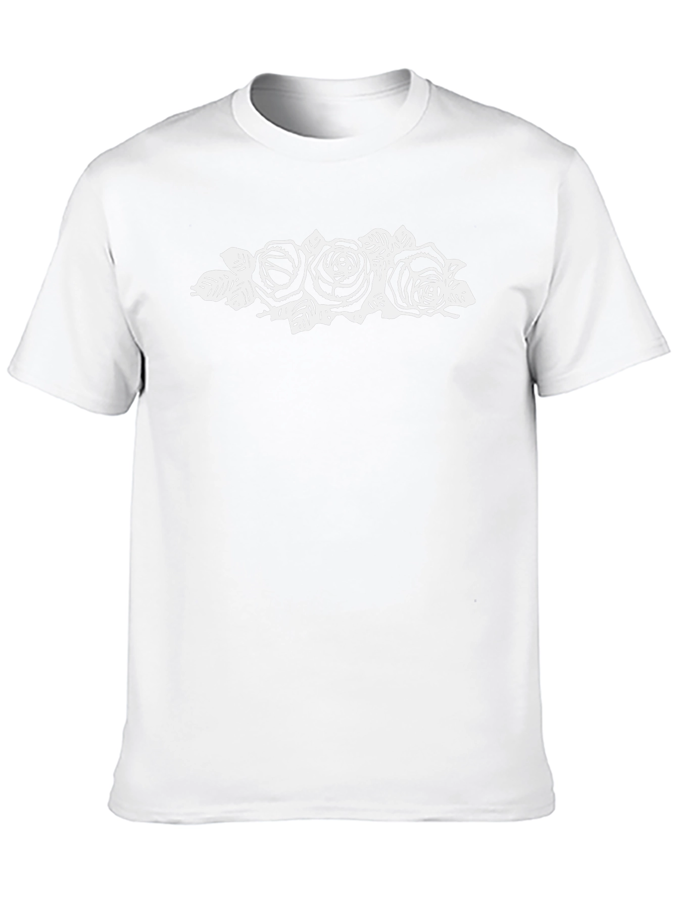 Black Graphic Tee with Rose Design