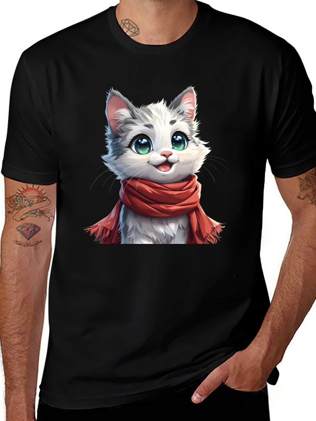 Cat in Scarf Graphic Tee