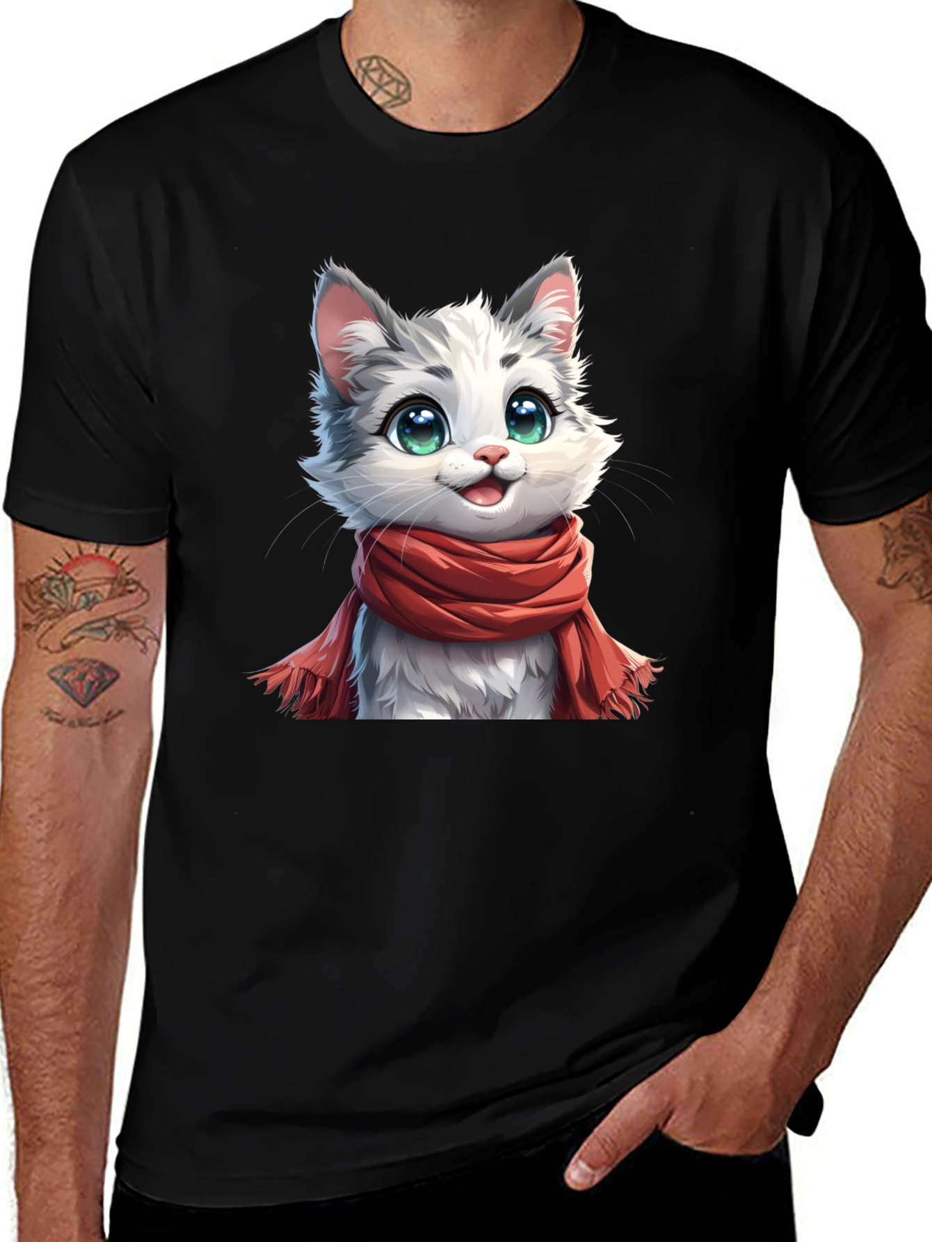 Cat in Scarf Graphic Tee