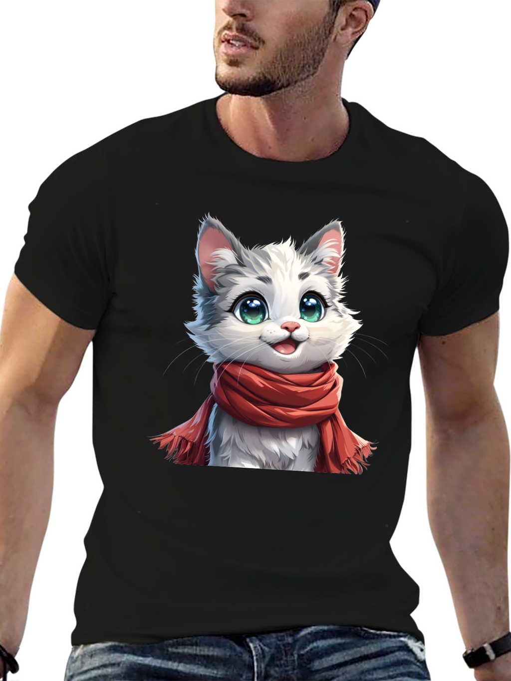 Cat in Scarf Graphic Tee