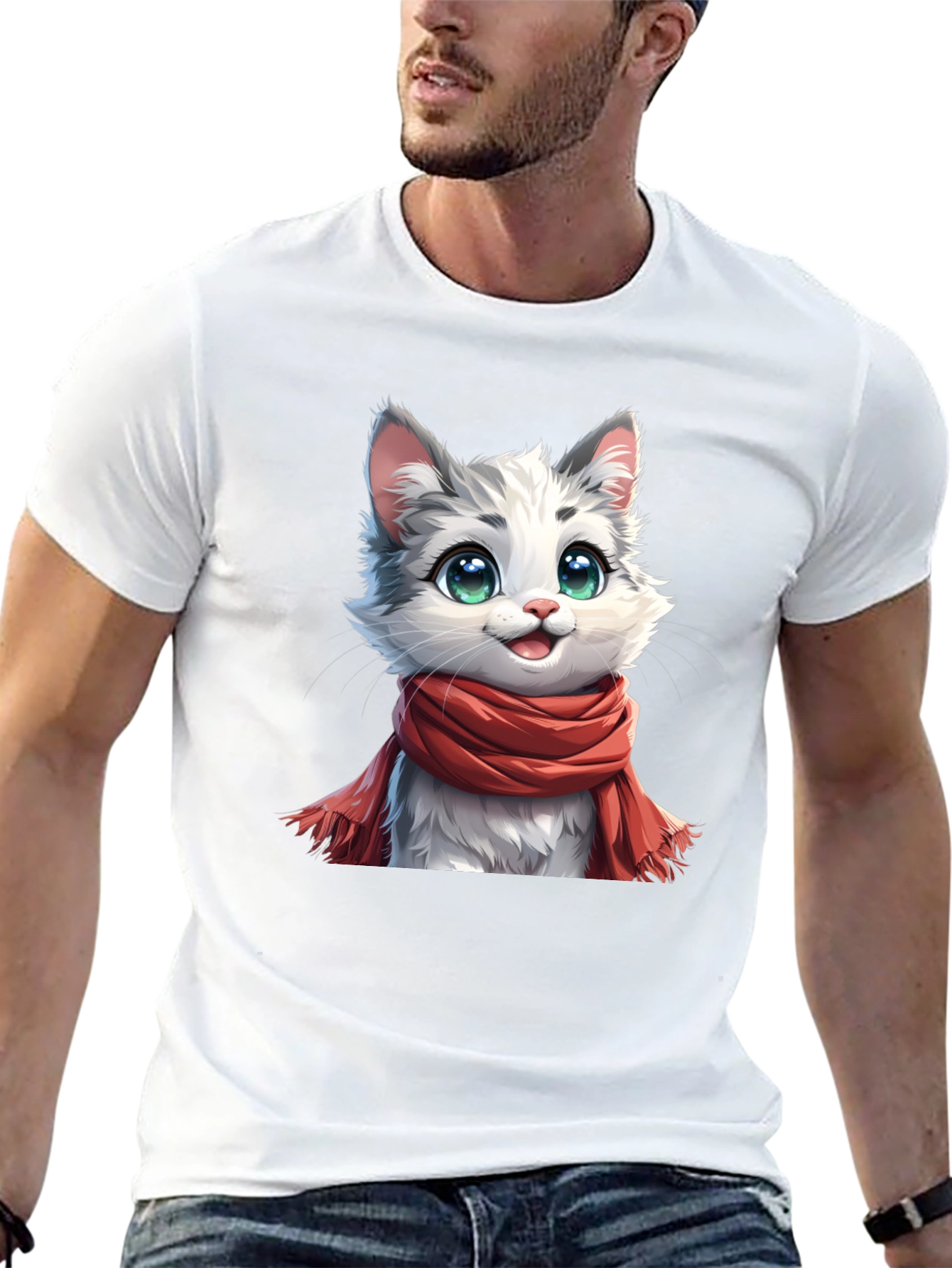 Cat in Scarf Graphic Tee
