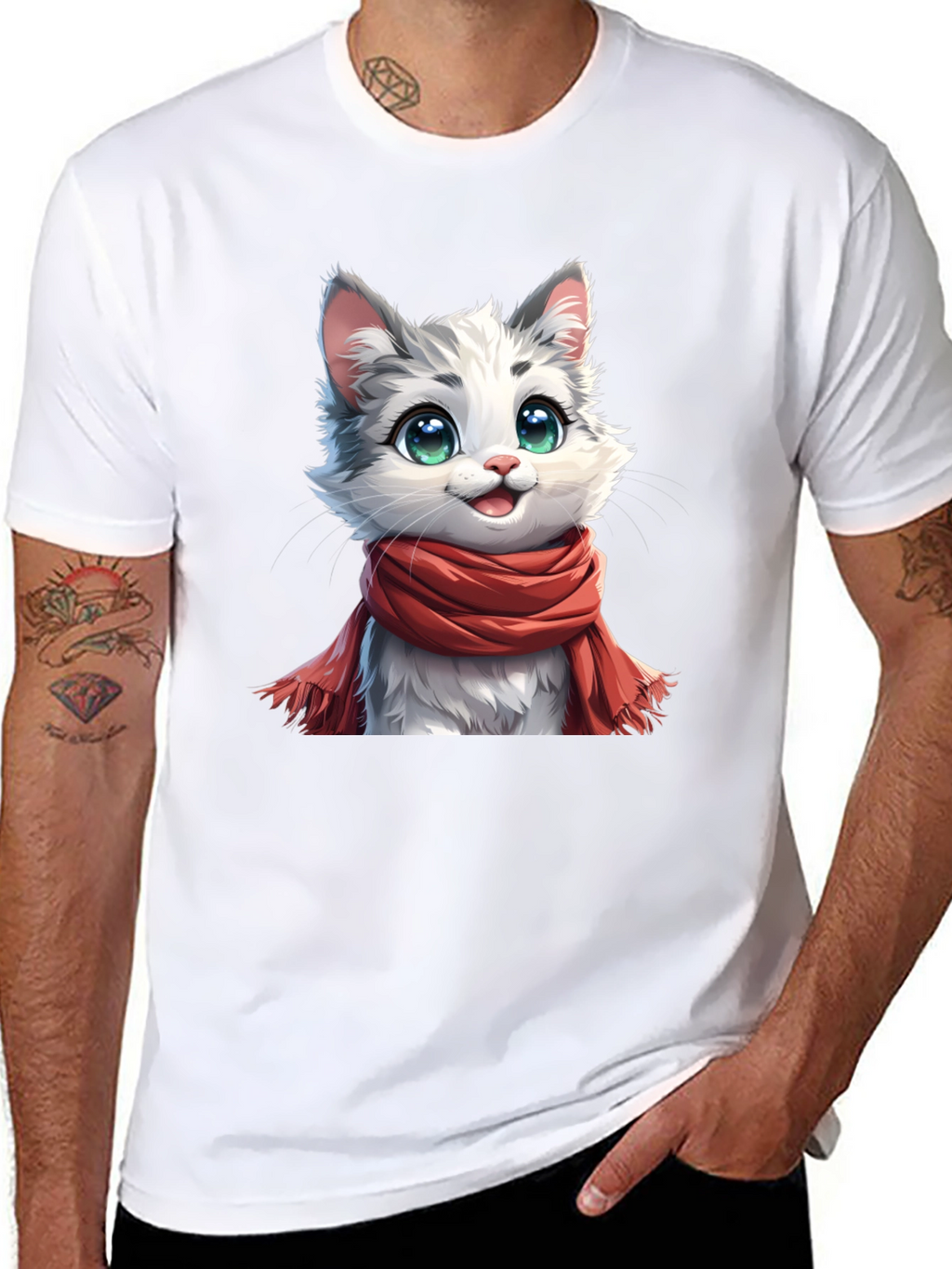 Cat in Scarf Graphic Tee