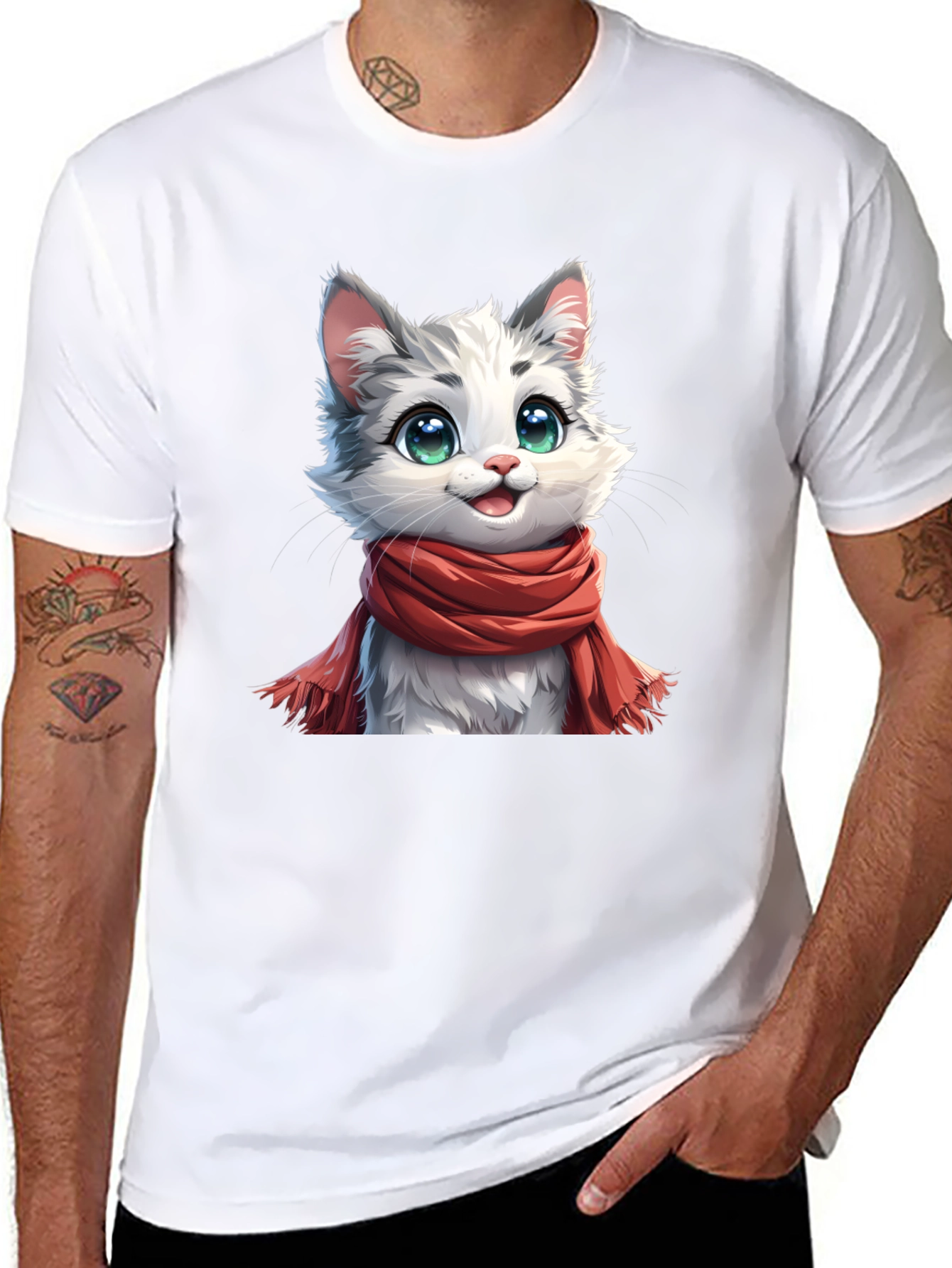 Cat in Scarf Graphic Tee