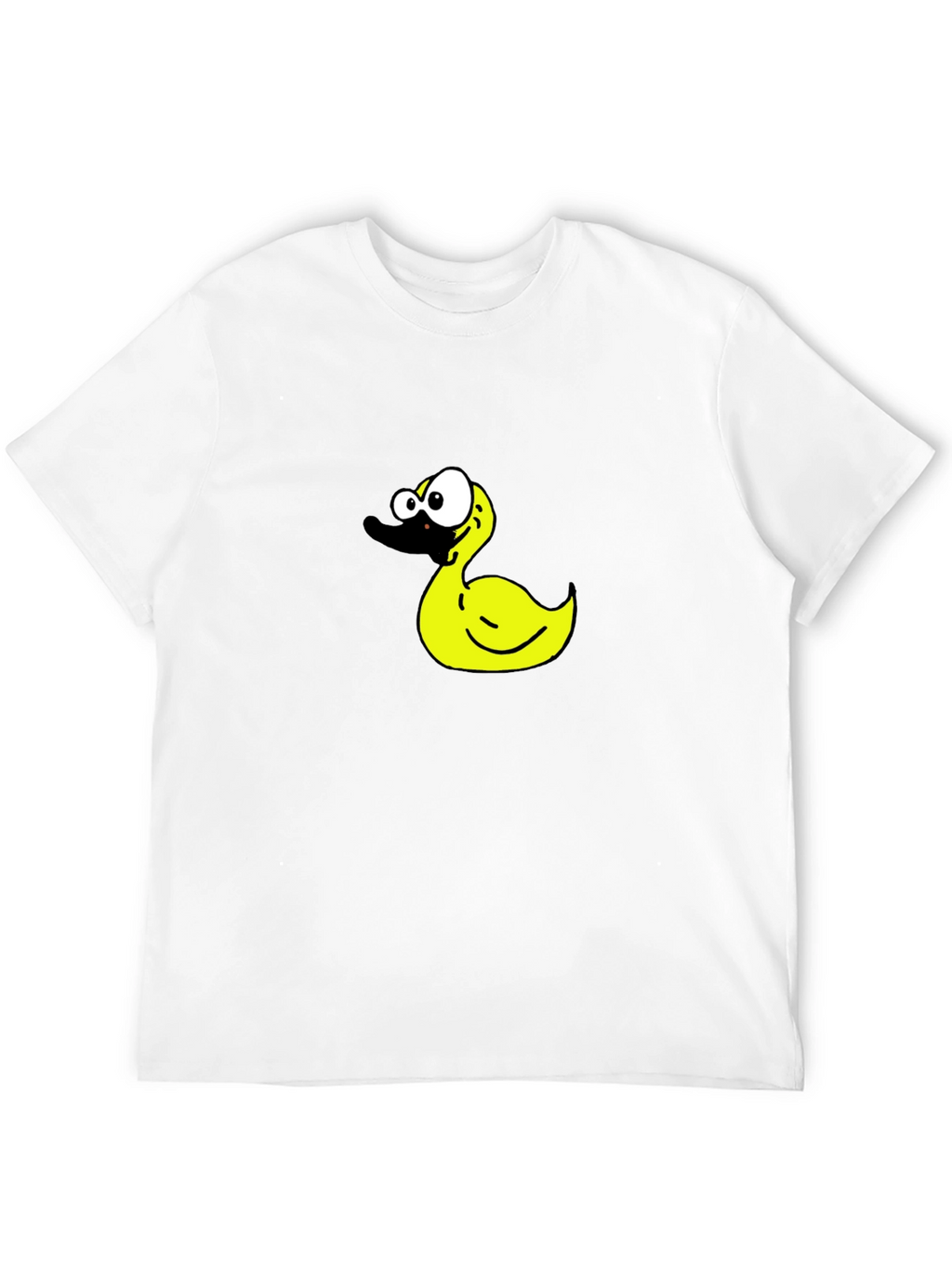 Black T-Shirt with Cartoon Duck Graphic