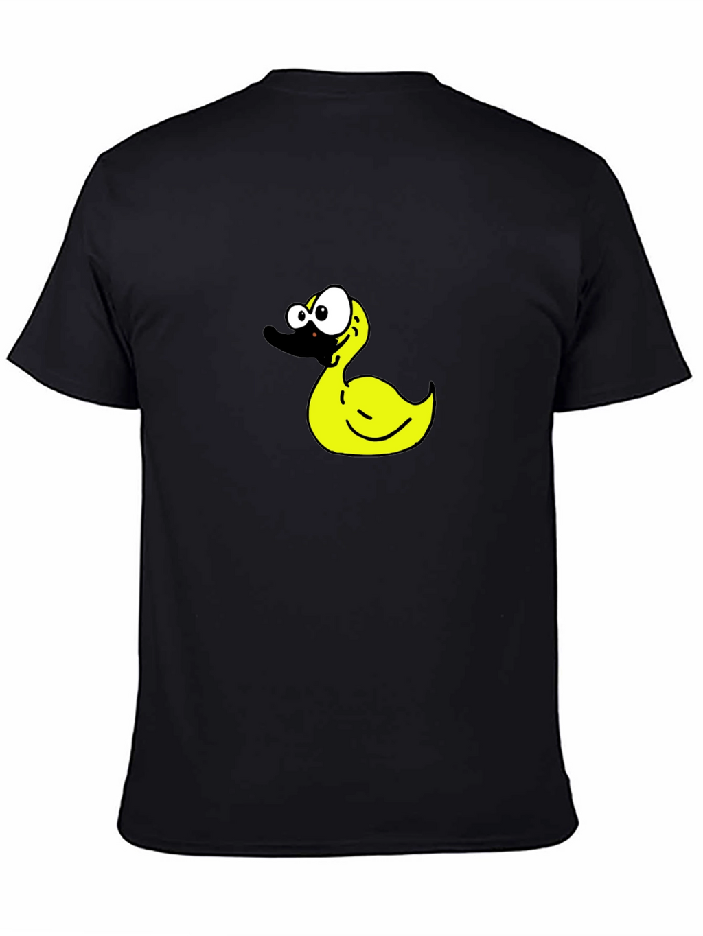 Black T-Shirt with Cartoon Duck Graphic