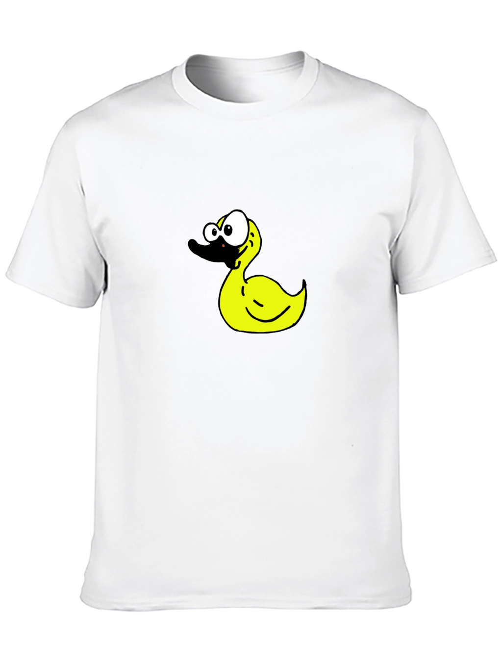 Black T-Shirt with Cartoon Duck Graphic