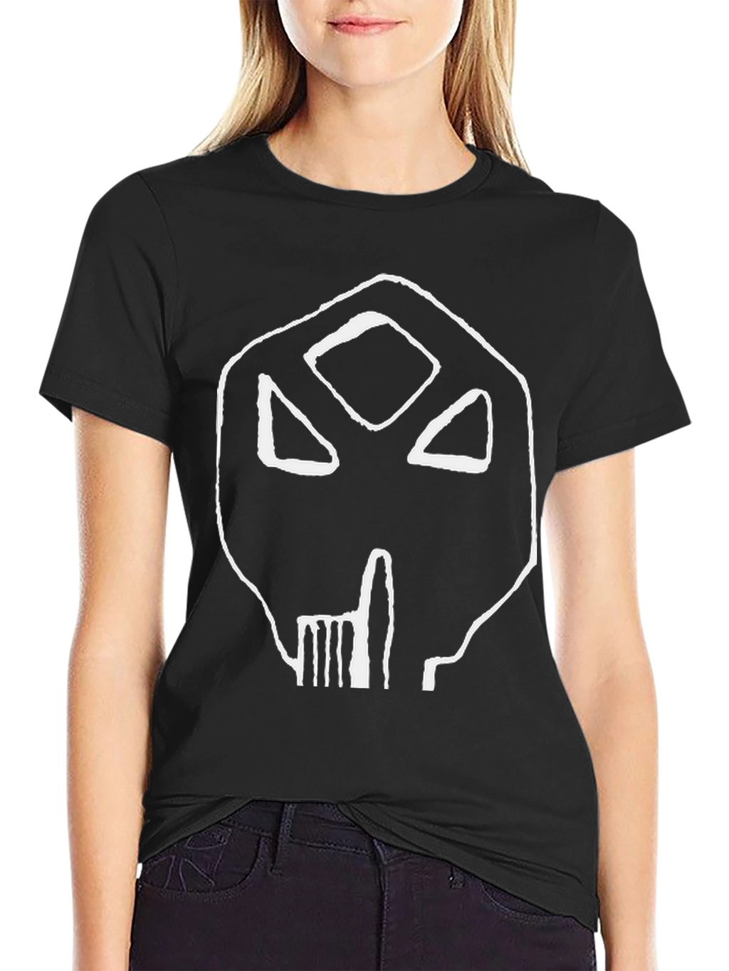 Abstract Skull Graphic Black T-Shirt