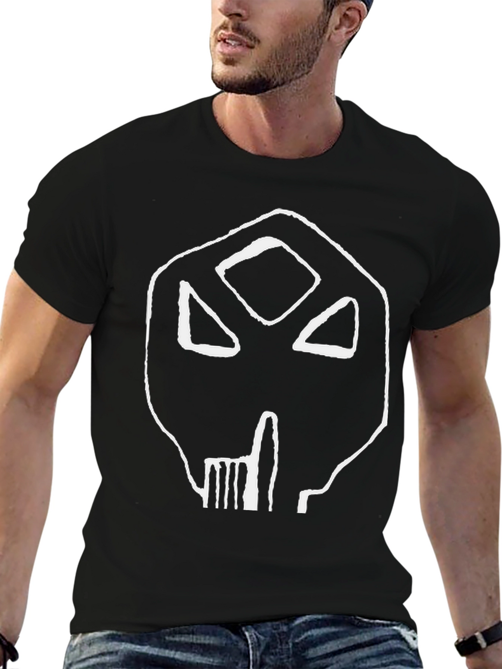 Abstract Skull Graphic Black T-Shirt