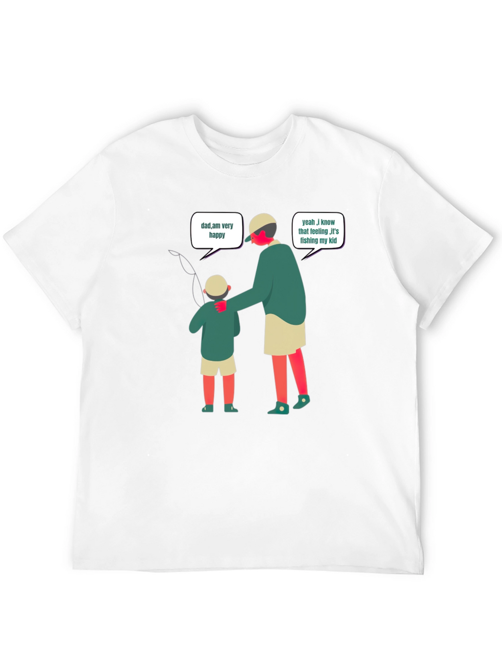 Dad Fishing With Kid Black T-Shirt