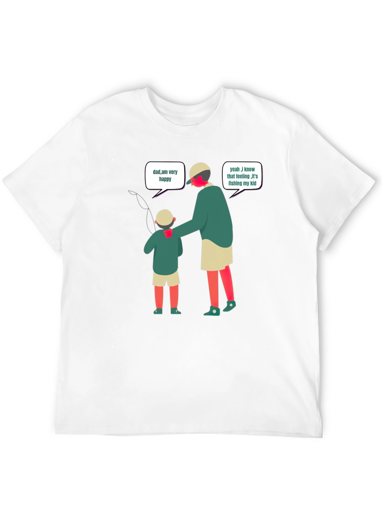 Dad Fishing With Kid Black T-Shirt