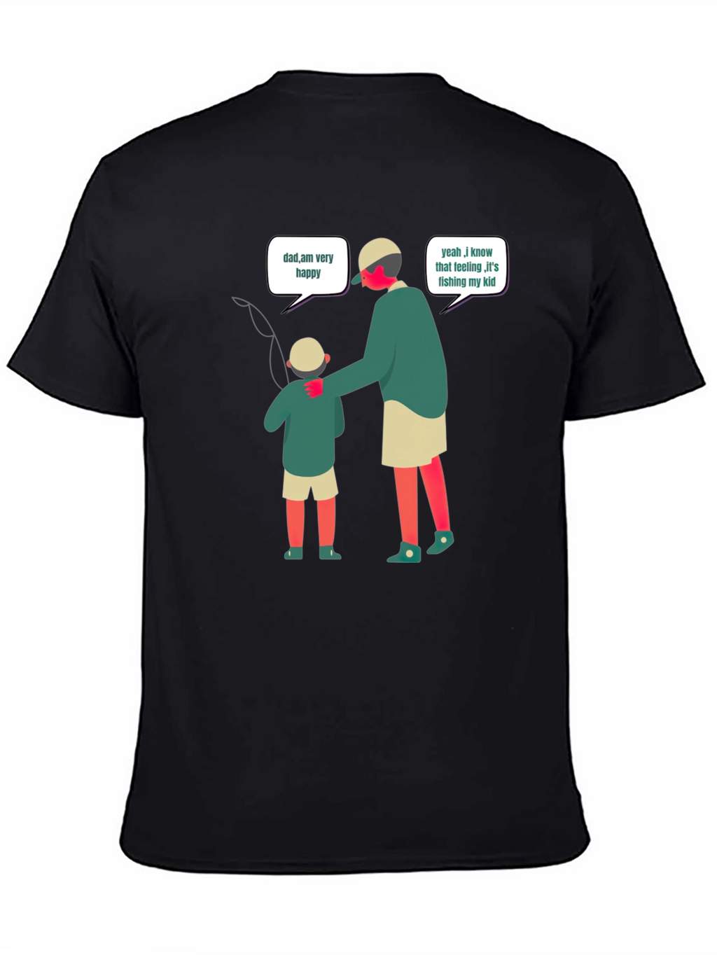 Dad Fishing With Kid Black T-Shirt