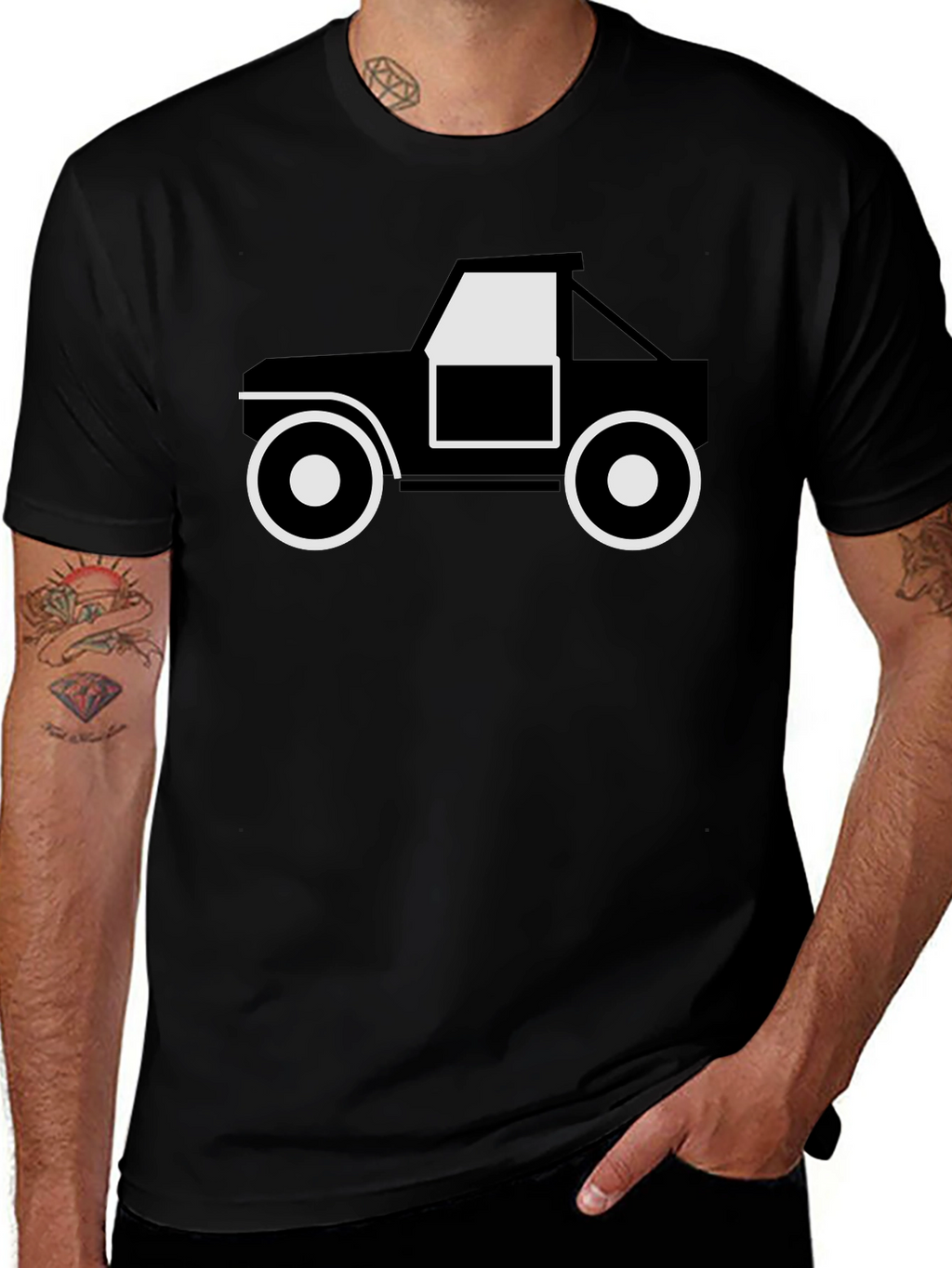 Black Graphic Tee - Off-Road Truck Design