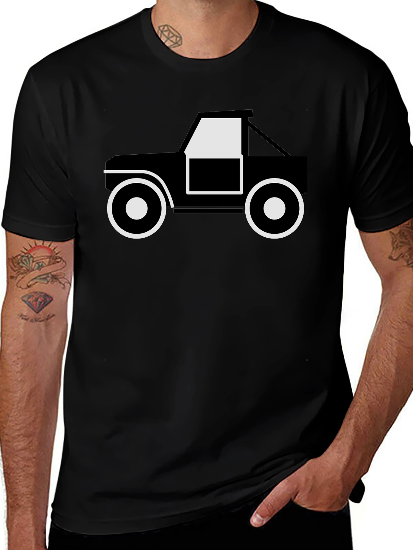 Black Graphic Tee - Off-Road Truck Design