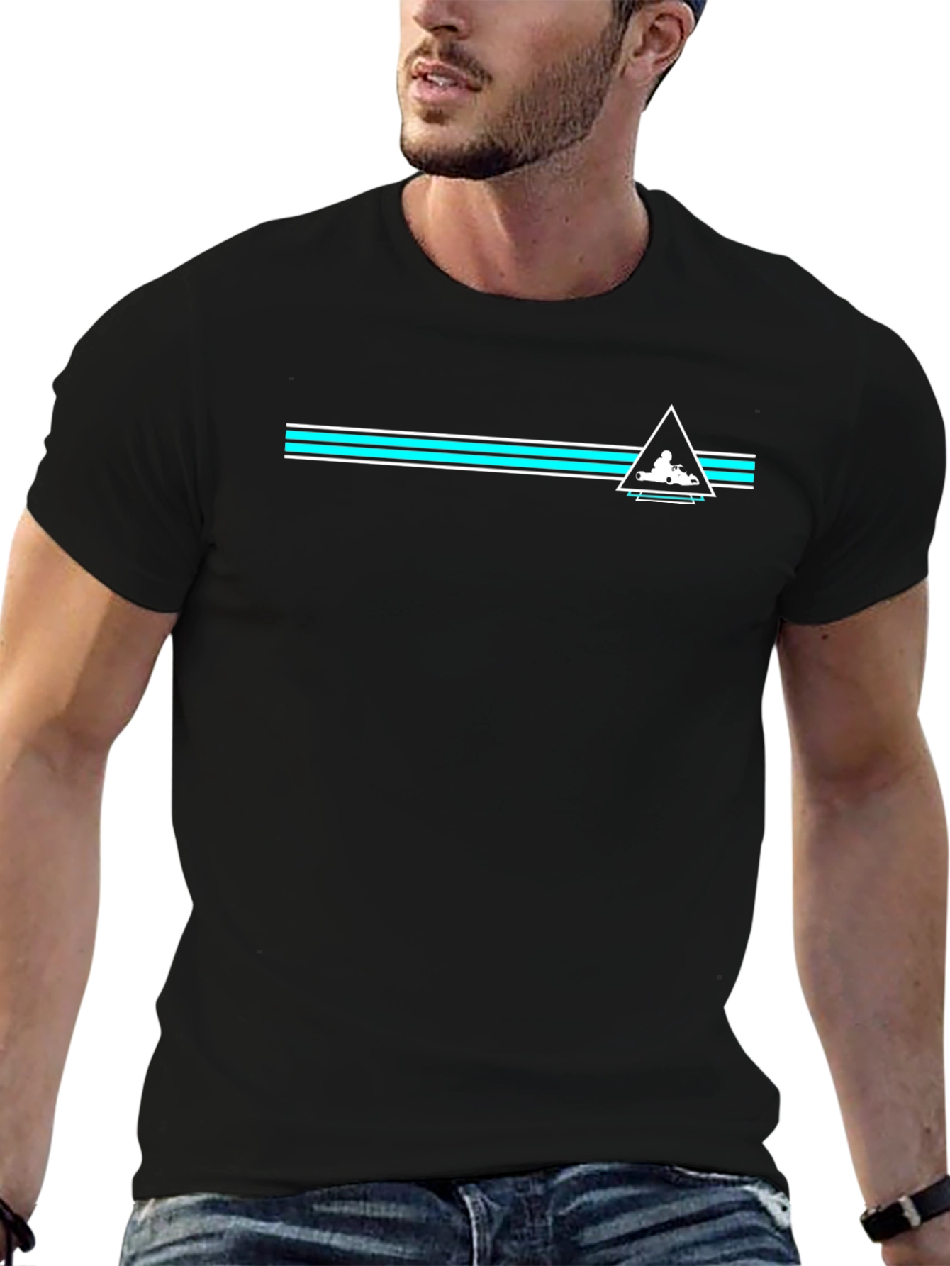 Black Tee with Retro Racing Graphic
