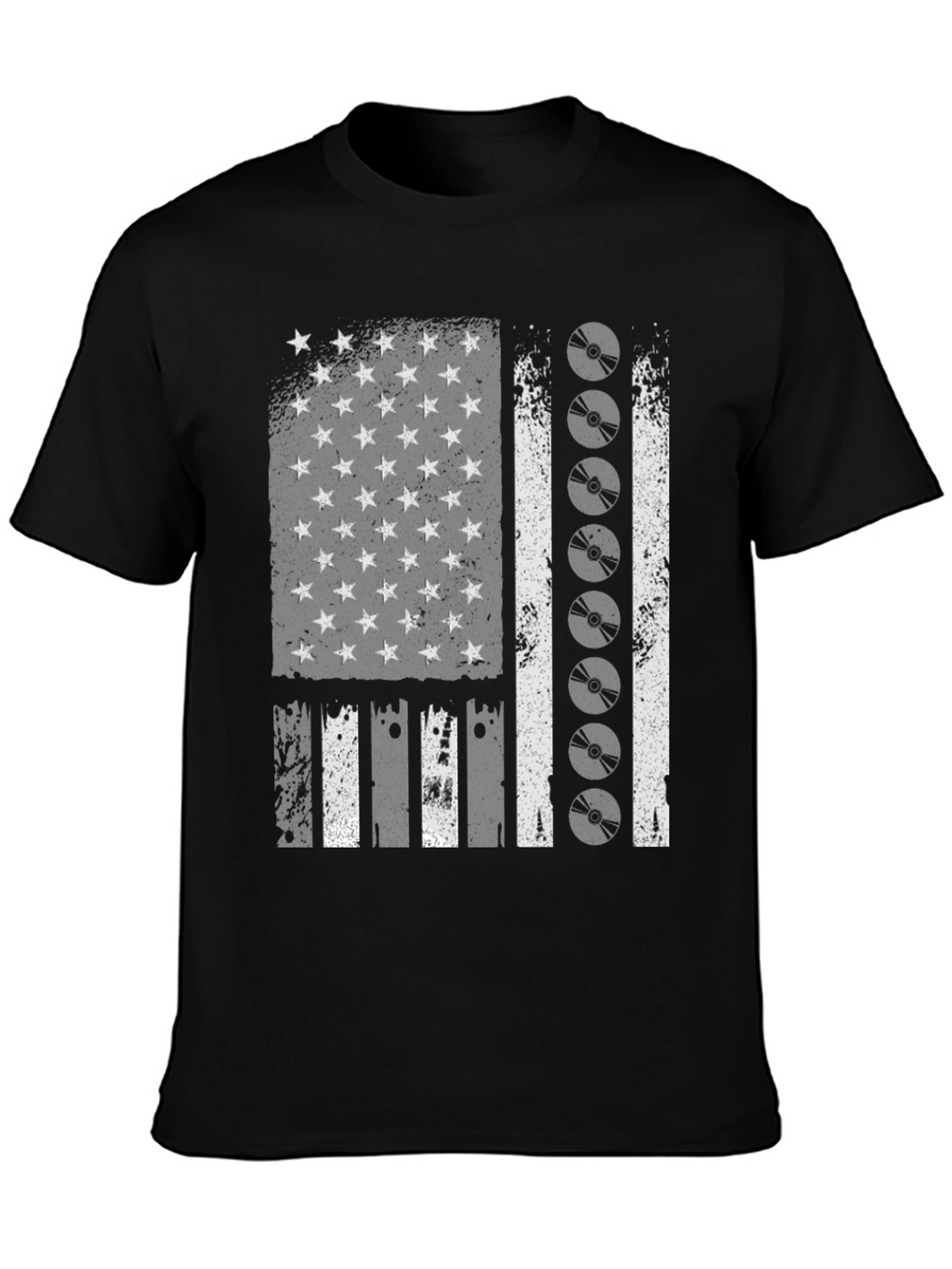 Distressed American Flag CD Disc Graphic T-Shirt