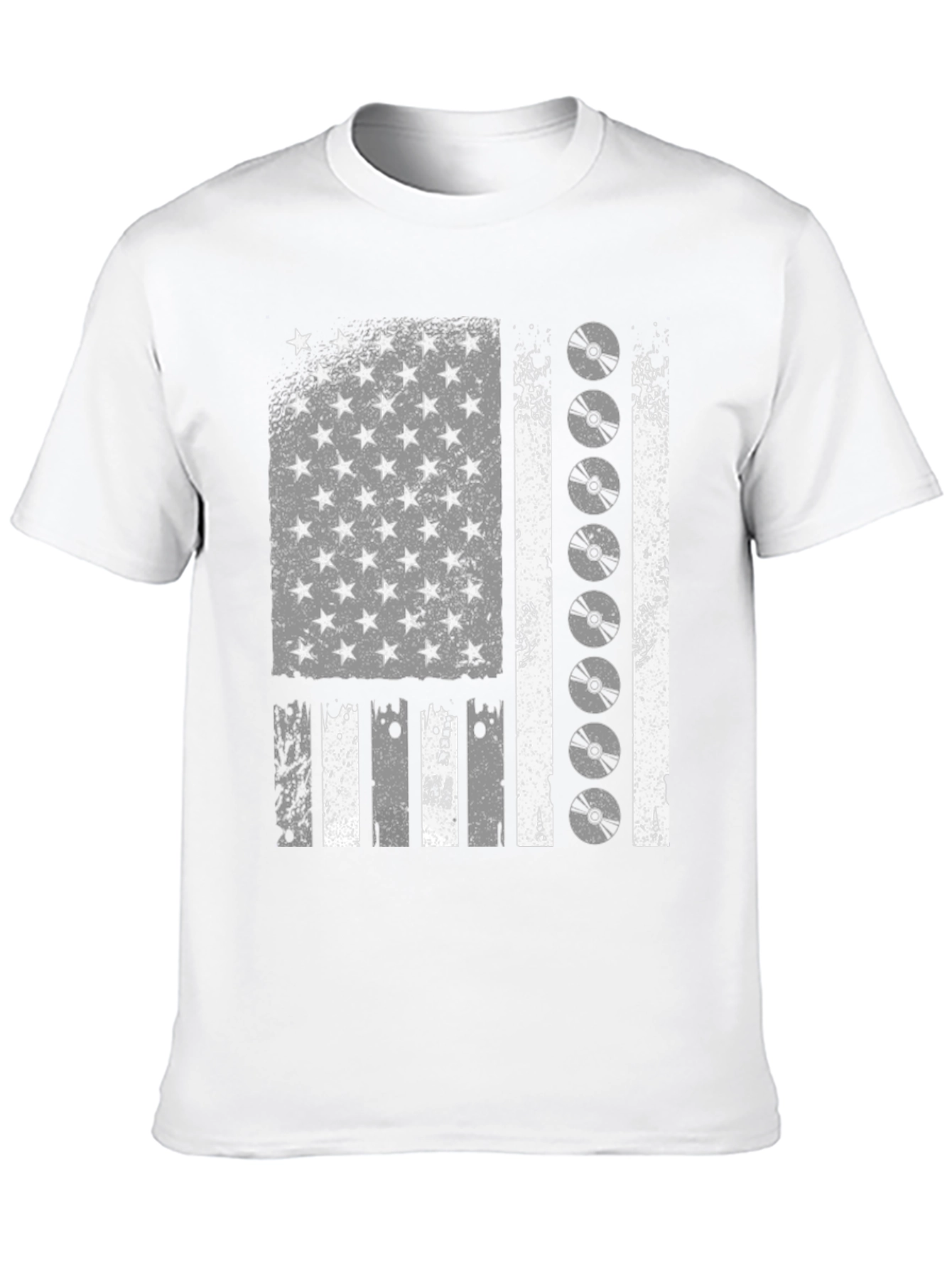 Distressed American Flag CD Disc Graphic T-Shirt