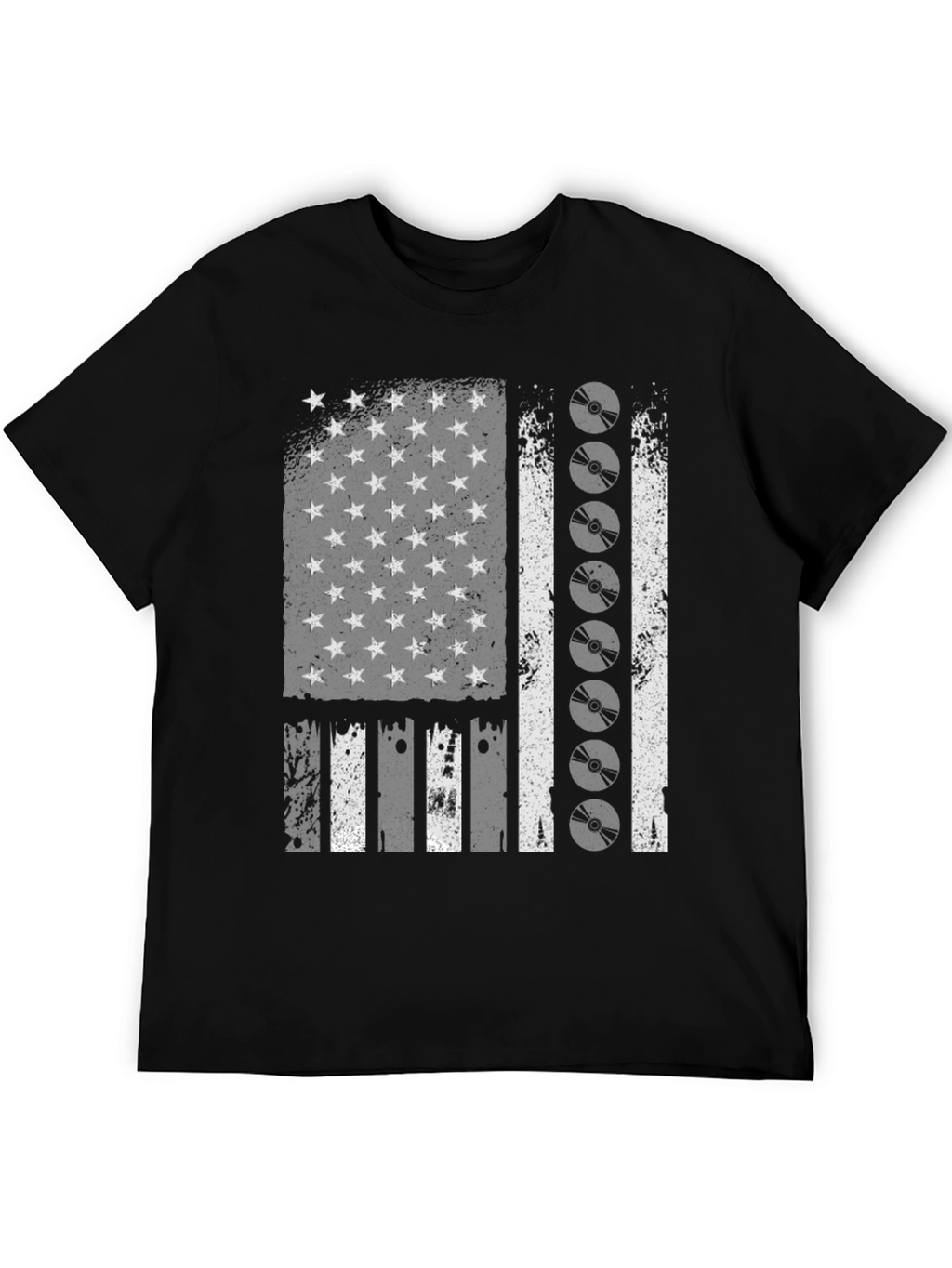 Distressed American Flag CD Disc Graphic T-Shirt
