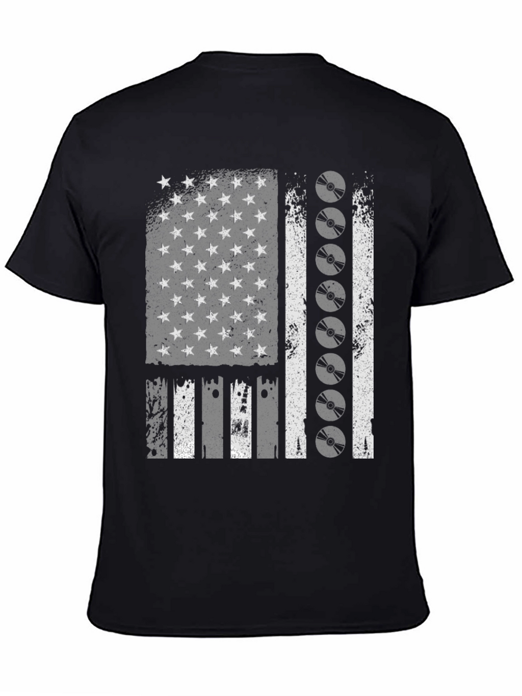 Distressed American Flag CD Disc Graphic T-Shirt
