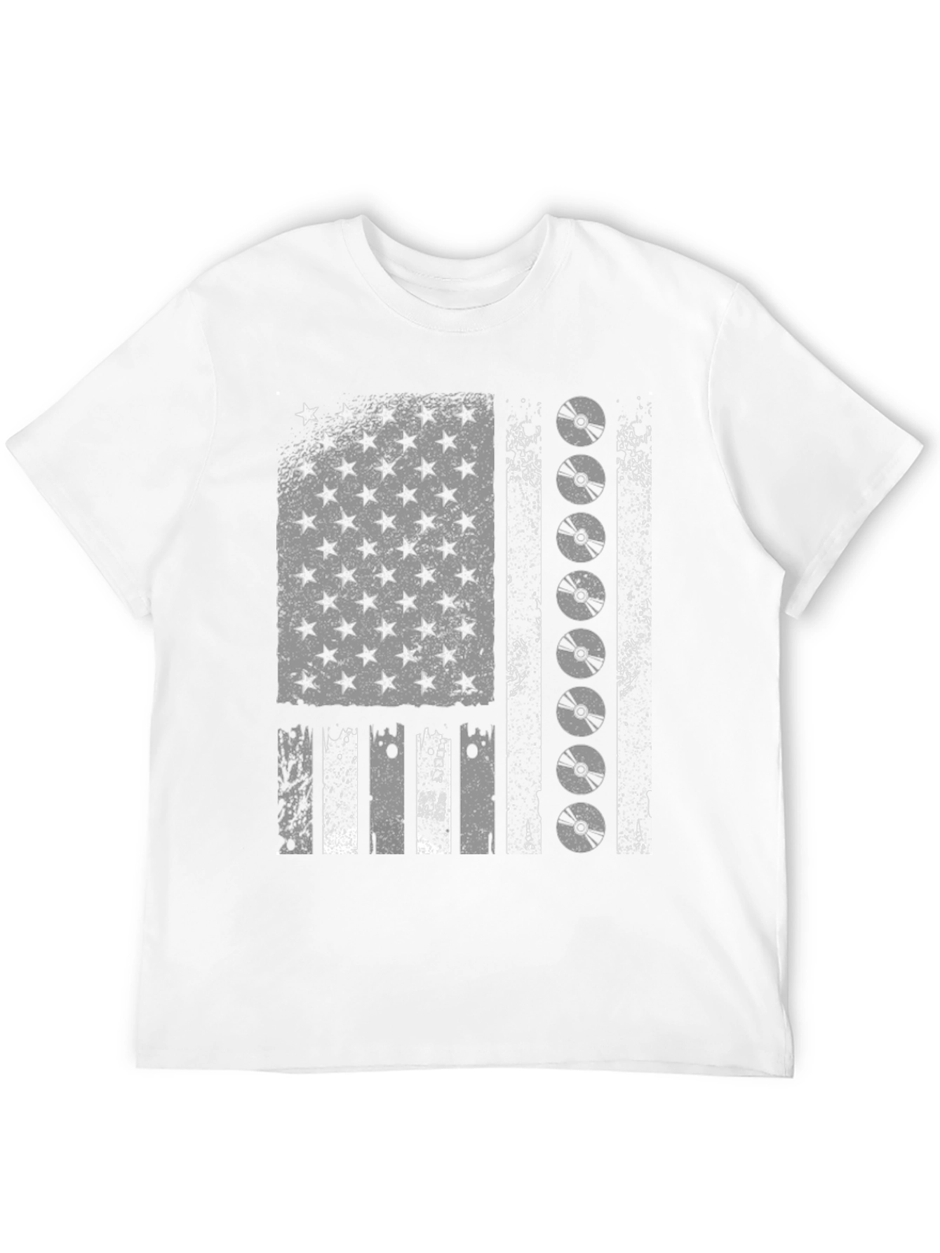 Distressed American Flag CD Disc Graphic T-Shirt