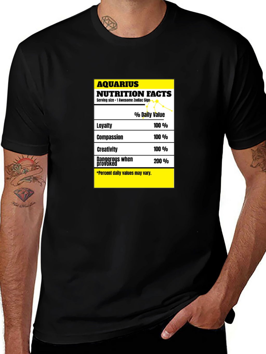 Aquarius Nutrition Facts Zodiac Sign T-Shirt