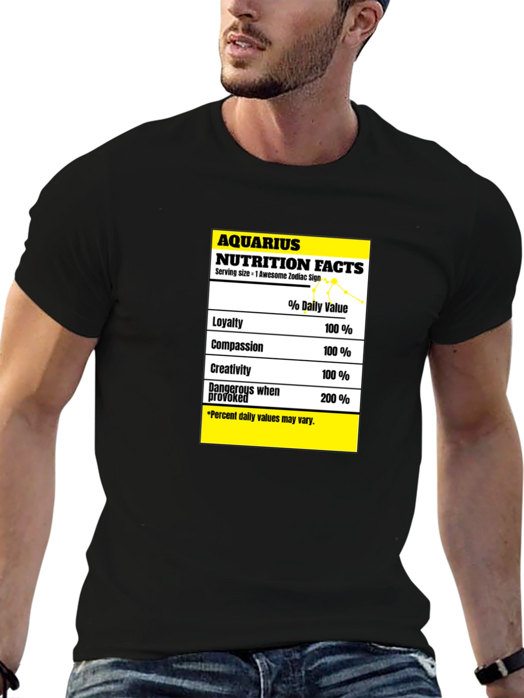 Aquarius Nutrition Facts Zodiac Sign T-Shirt
