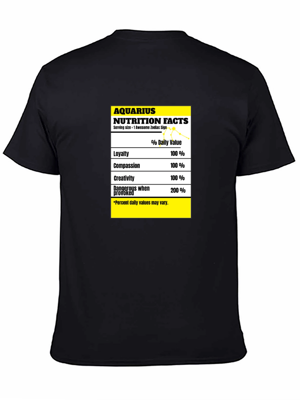 Aquarius Nutrition Facts Zodiac Sign T-Shirt