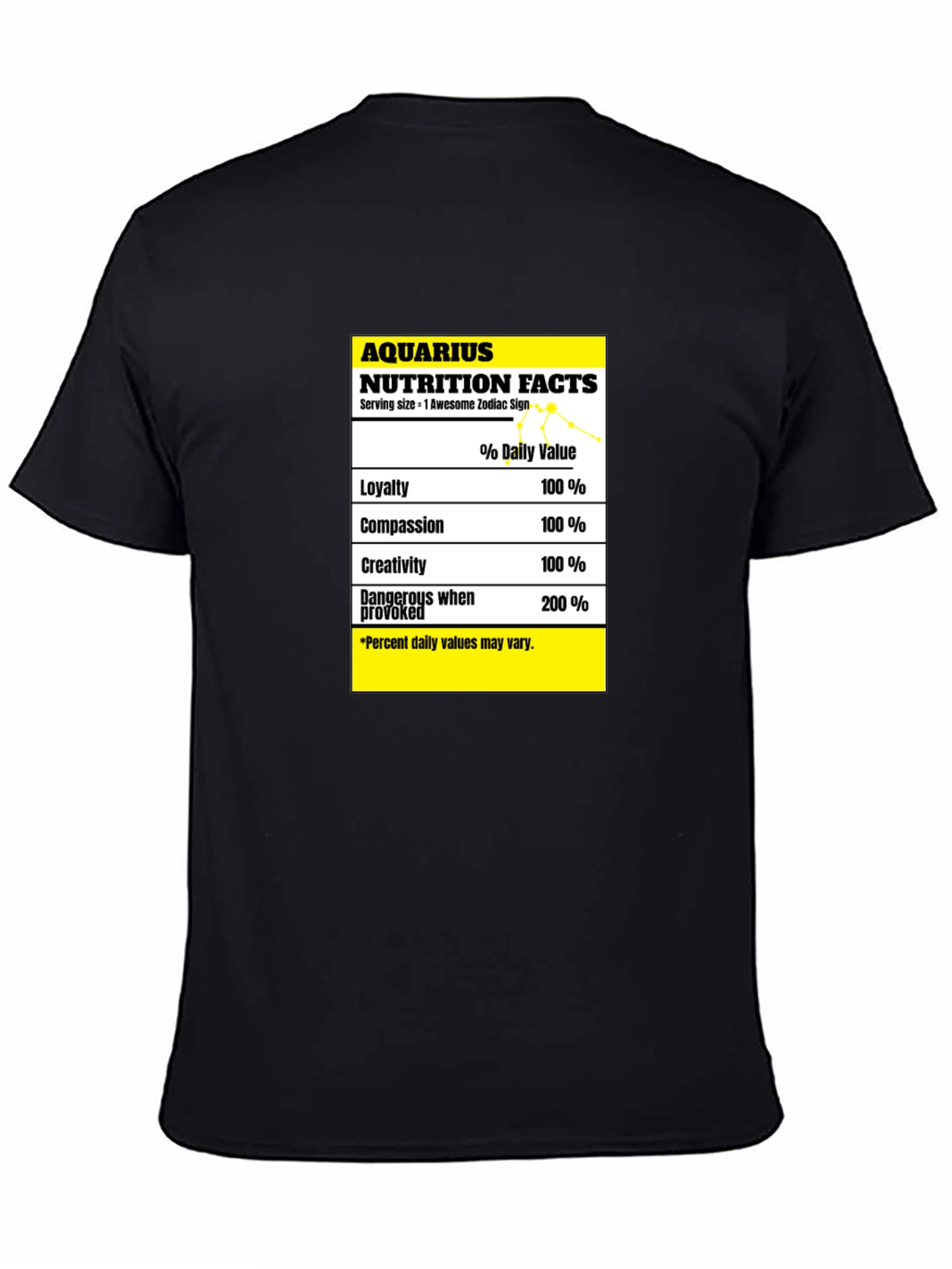 Aquarius Nutrition Facts Zodiac Sign T-Shirt
