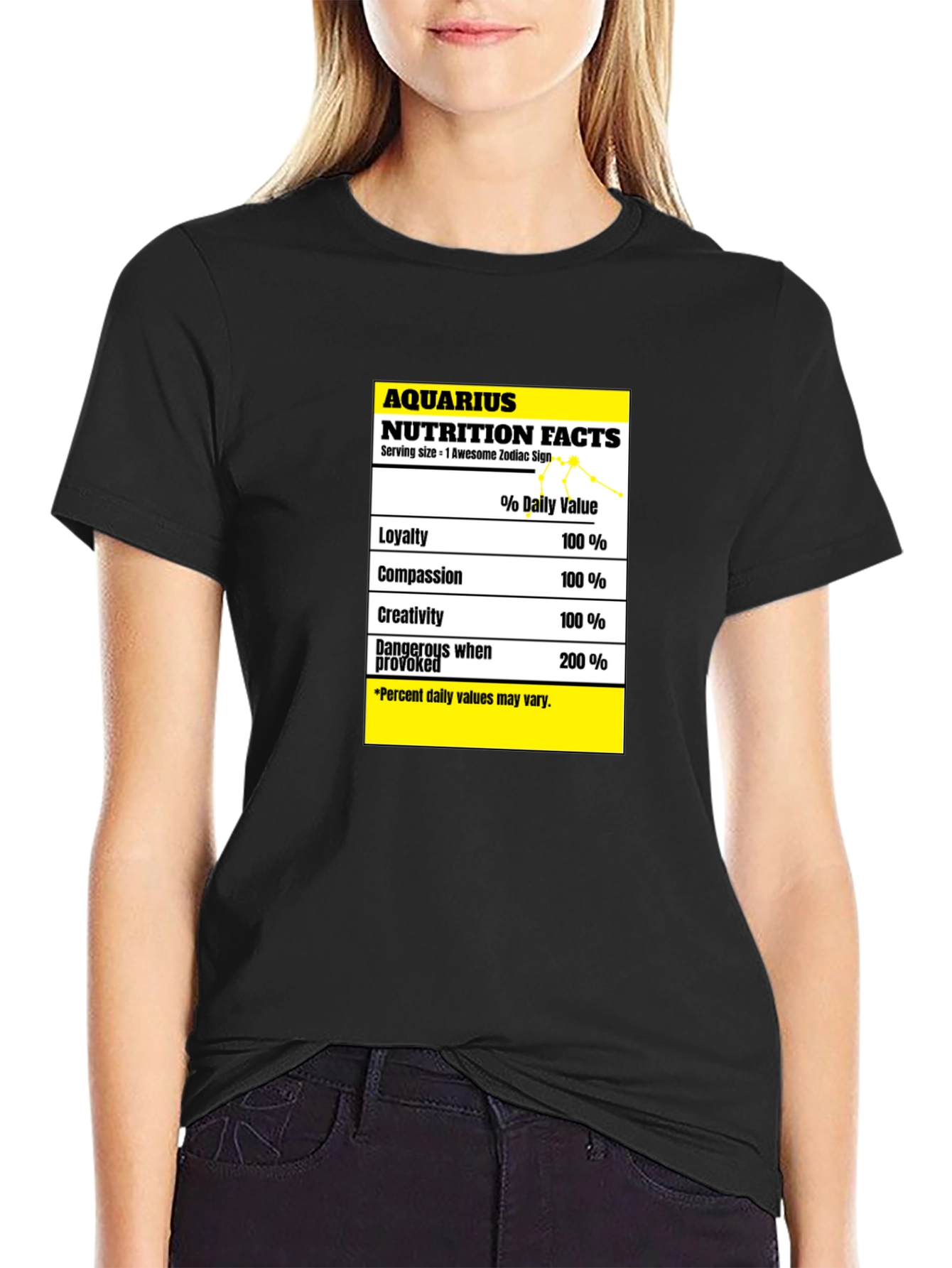 Aquarius Nutrition Facts Zodiac Sign T-Shirt